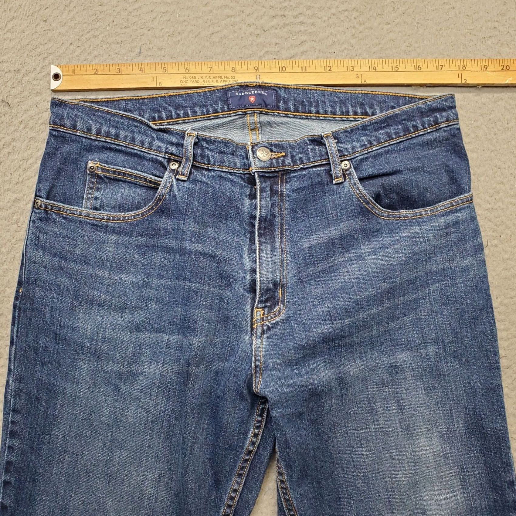 Doublet Saddlebred Mens Jeans 34x32 Blue Denim Straight Leg 5-Pocket Whiskered Double Stitch Vintage Size 34 Mens Size US 34 / EU 50 - 5 Thumbnail