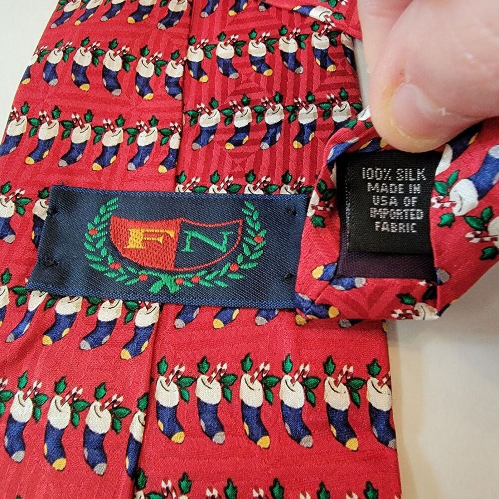 Other FN Christmas Tie- Stockings- Red- 100% Silk Size ONE SIZE - 4 Thumbnail