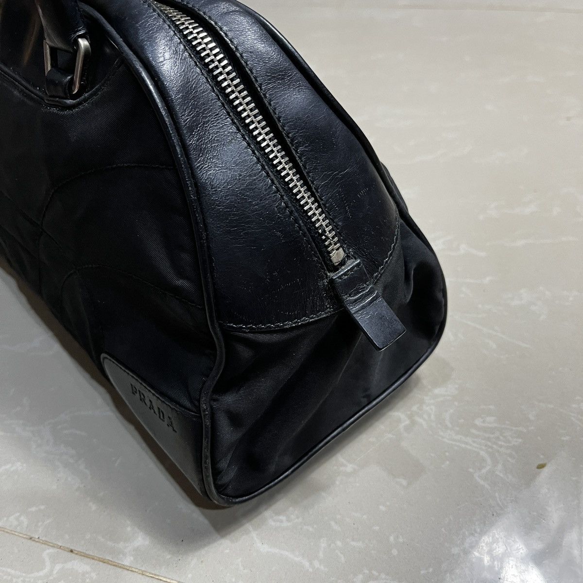Prada Prada Black Vitello Trimmed Tessuto Bowling Bag Size ONE SIZE - 6 Thumbnail
