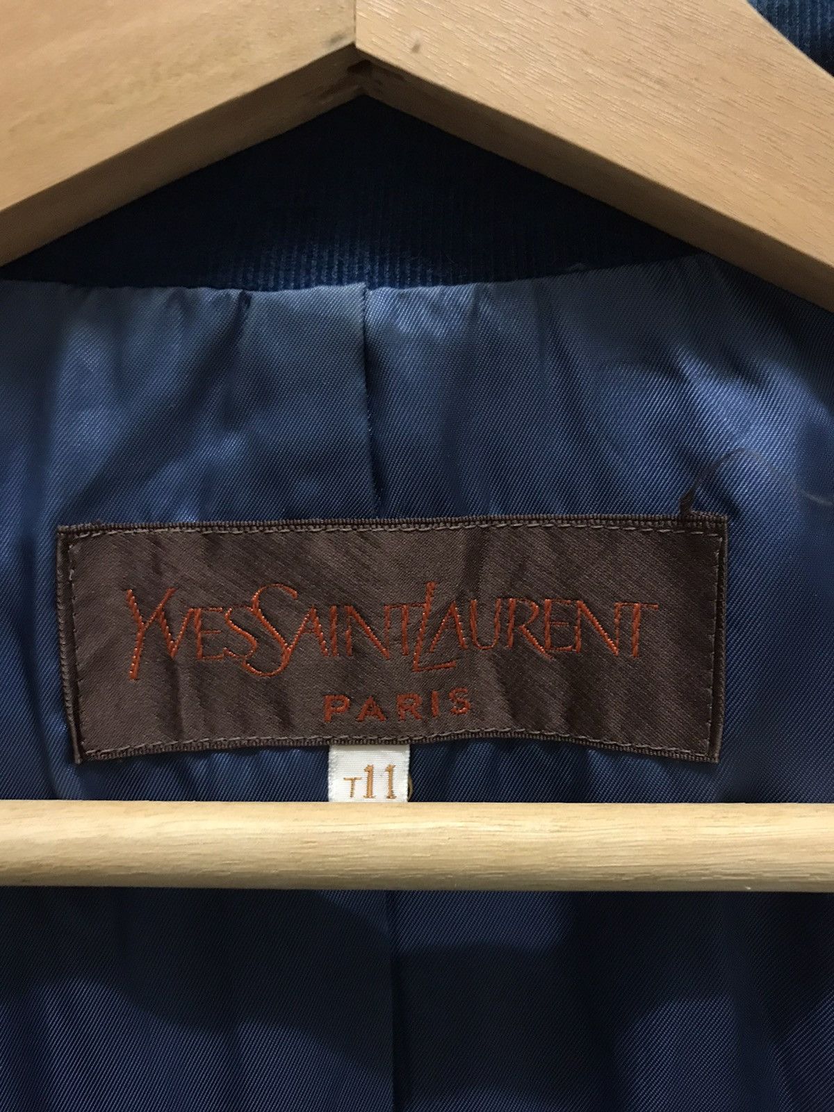 Yves Saint Laurent Vintage 90s Yves Saint Lauren Blue Velvet Blazer Size 40S - 5 Thumbnail