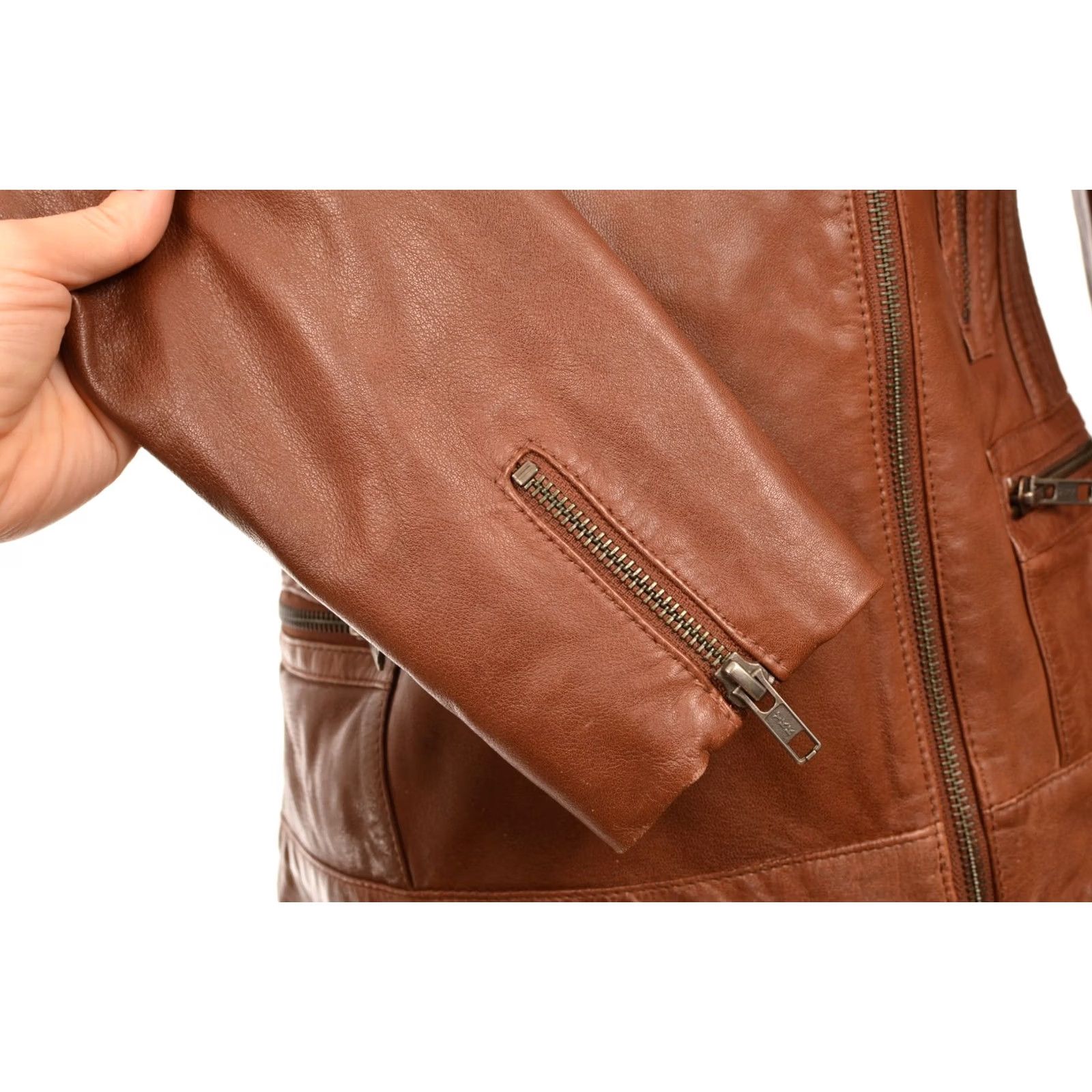 Vintage NAF NAF Womens Brown Leather Biker Jacket MENL89A Size 34 EU 34, Brown, Leather, Biker, Jacket, Womens Size XXS / US 00 / IT 34 - 7 Thumbnail
