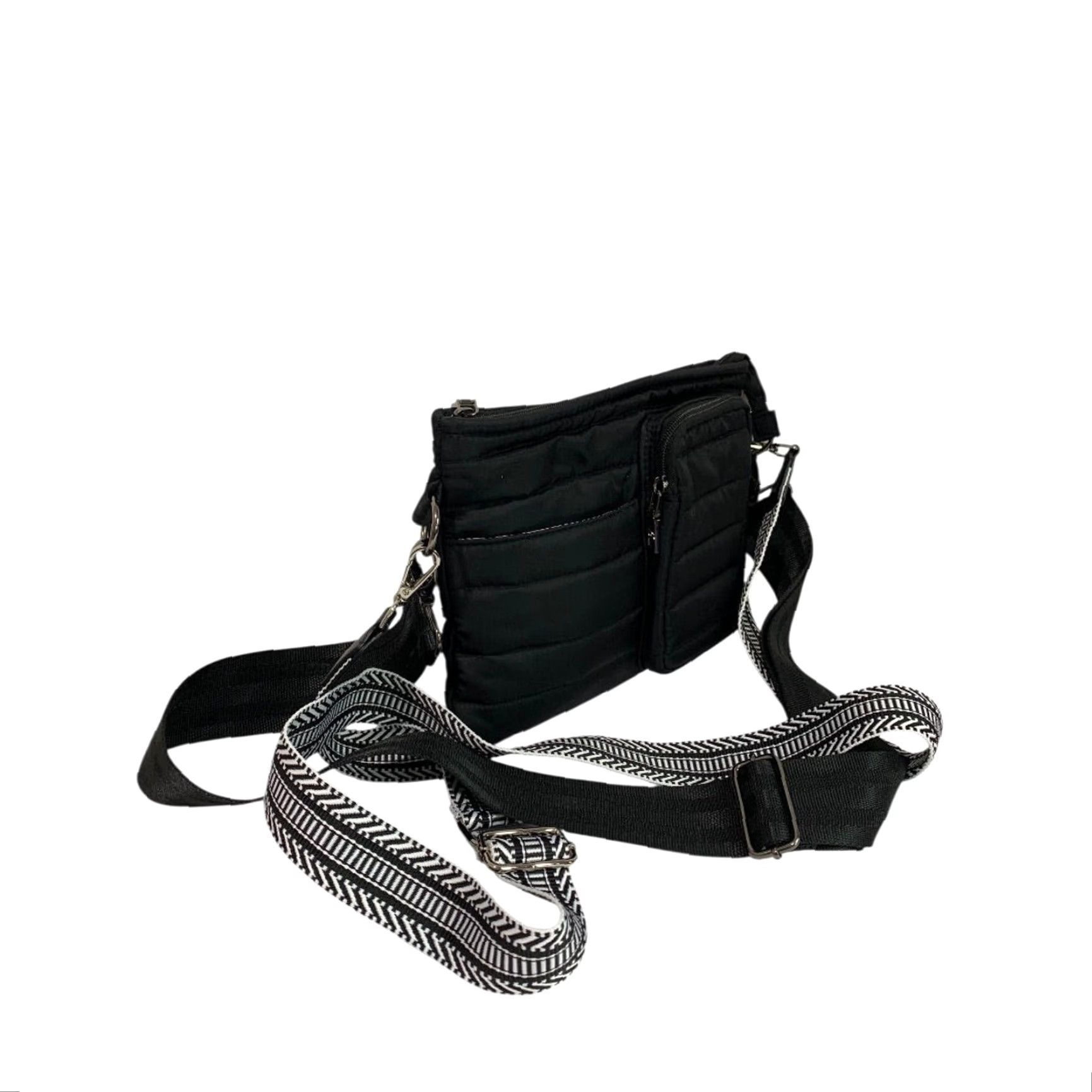 Vintage Think Rolyn Black Puffer Bag Crossbody Interchangeable Straps Women Bag Crossbody Black 10" 8.5" Adjustable 26" Strap Size ONE SIZE - 2 Thumbnail