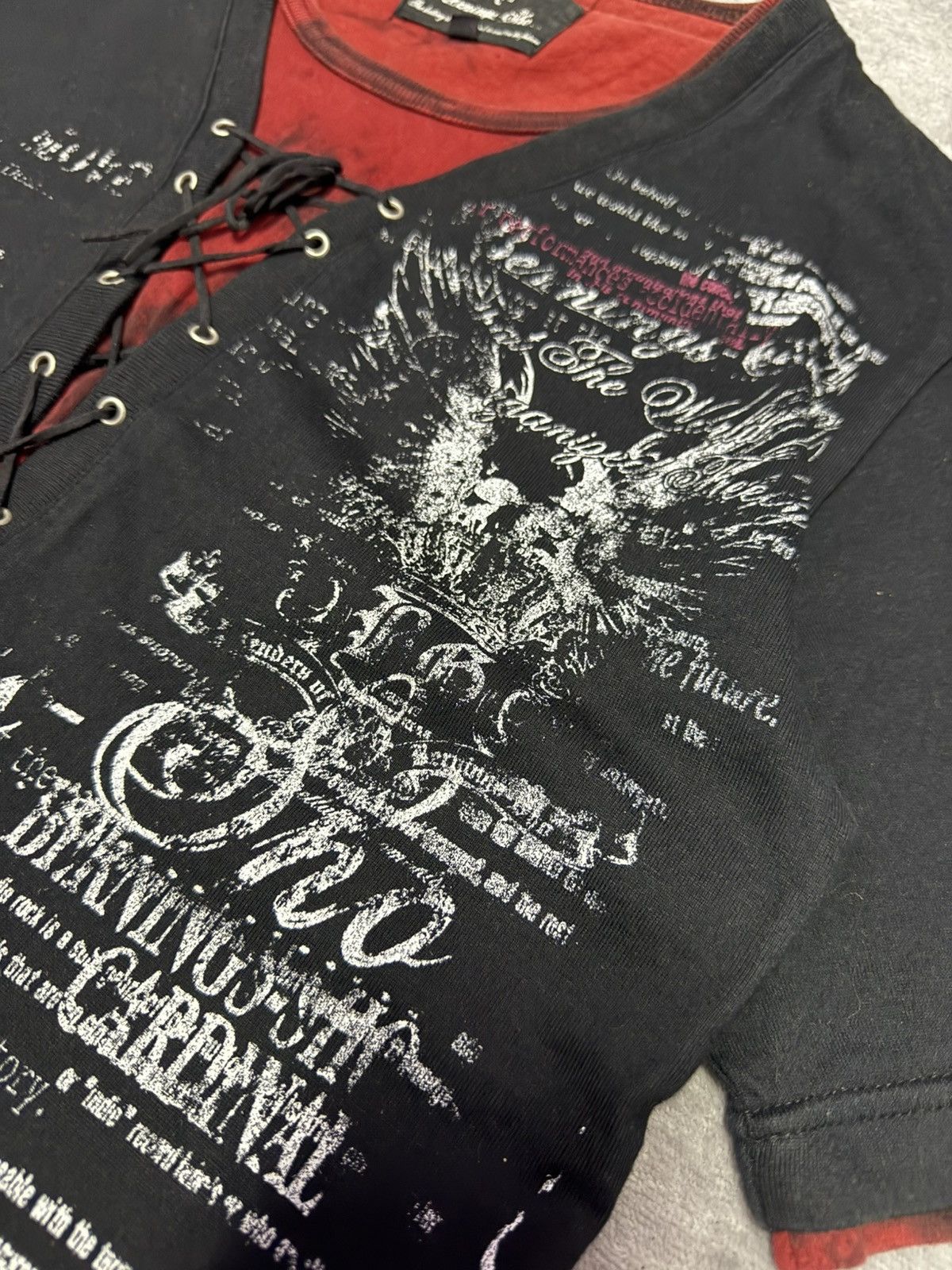 If Six Was Nine 2000s Burning Sho Lace-up Gothic Punk Layered Tshirt Size US S / EU 44-46 / 1 - 5 Thumbnail