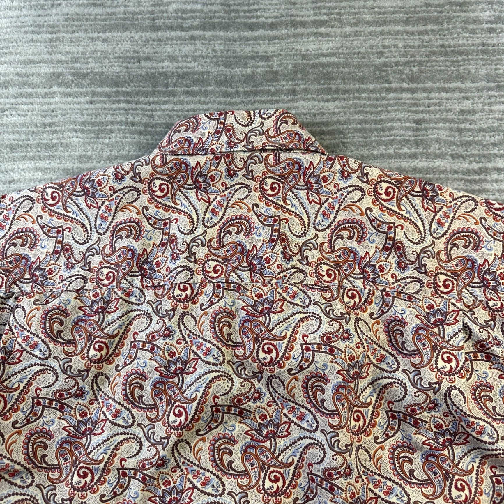 Vintage Alan Flusser Shirt Mens Large Beige Red Paisley Button Up Casual Size US L / EU 52-54 / 3 - 6 Thumbnail
