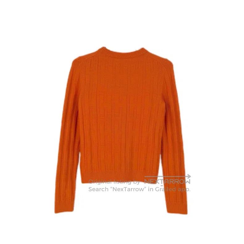 Hermes Hermes Orange Printed Wool Sweater Size XS / US 0-2 / IT 36-38 - 2 Thumbnail