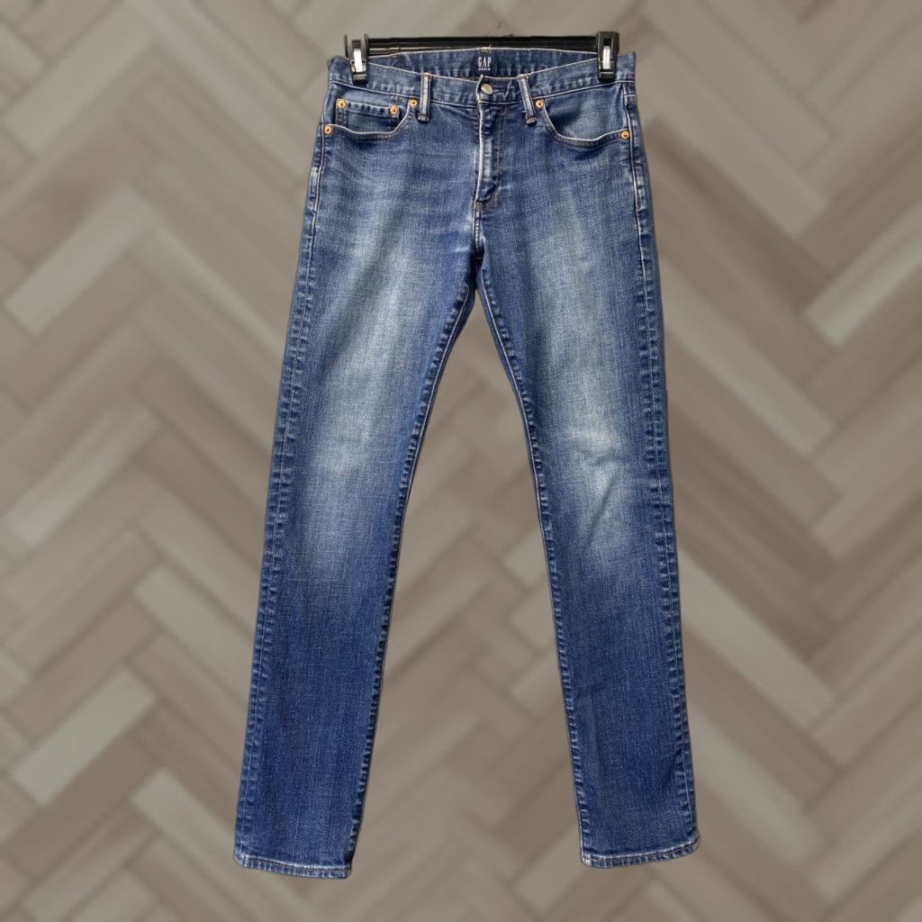 Gap GAP Slim Fit Jeans Mens 29X32 Light Wash Blue Straight Denim USA Size US 29 - 1 Thumbnail