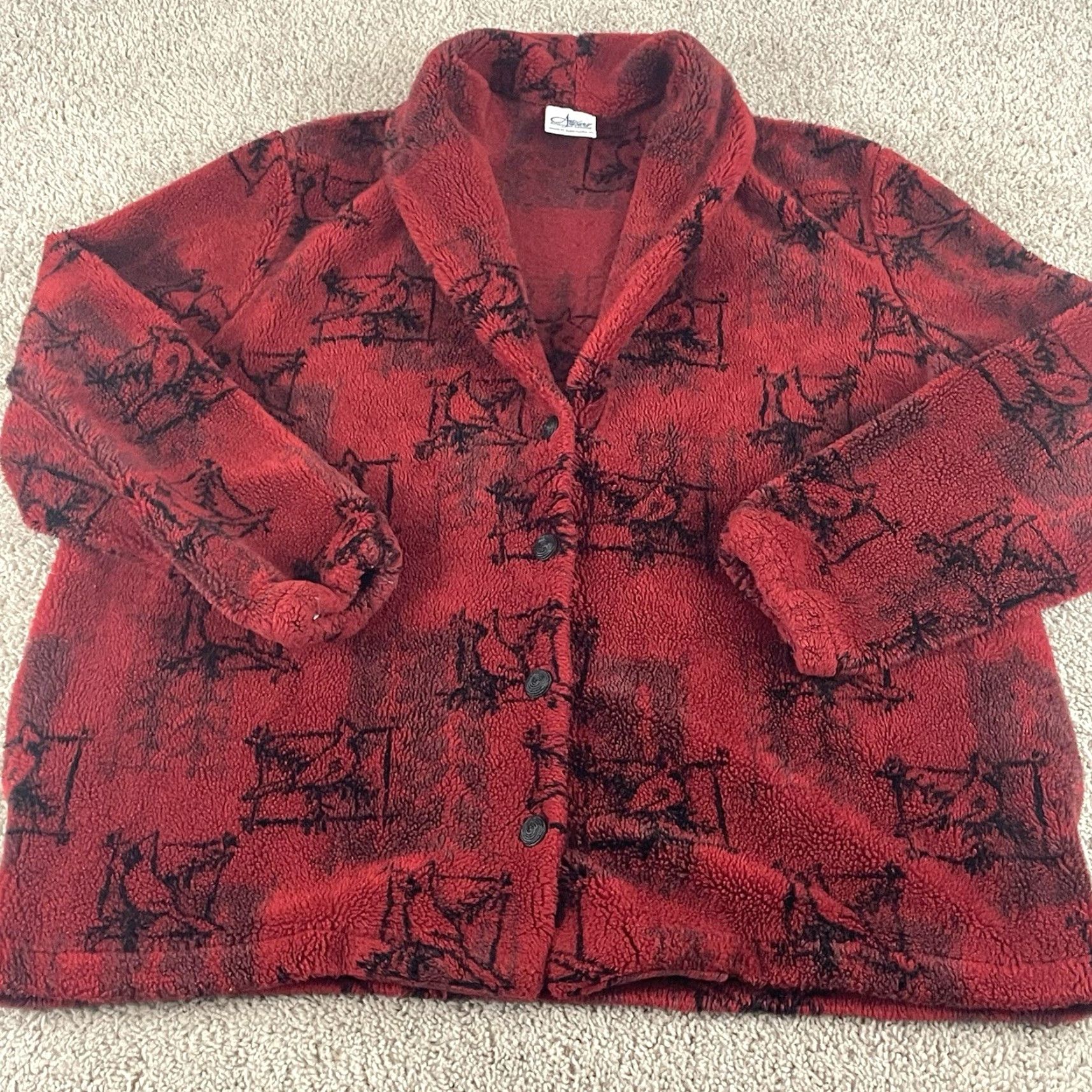 Vintage VINTAGE Jacket Womens L/XL Cardinals Birds Gorp Grandma Red & Black Fleece USA Jacket Size L / US 10 / IT 46 - 2 Thumbnail