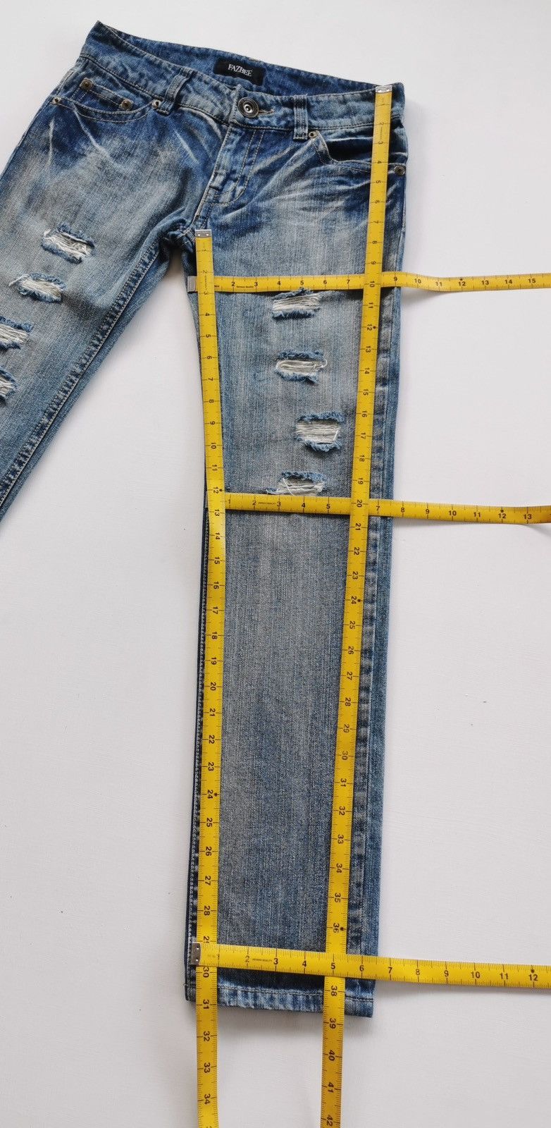 Japanese Brand Fazbee Japan British Flag Distressed Style Denim Jeans Size 30" / US 8 / IT 44 - 9 Thumbnail