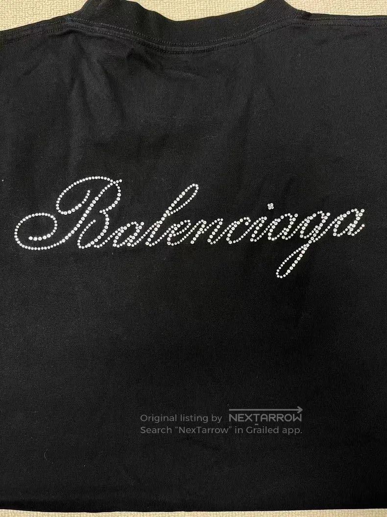 Balenciaga Balenciaga Logo Crystal Flat Grain Short Sleeve Off-Should Size S / US 4 / IT 40 - 3 Thumbnail