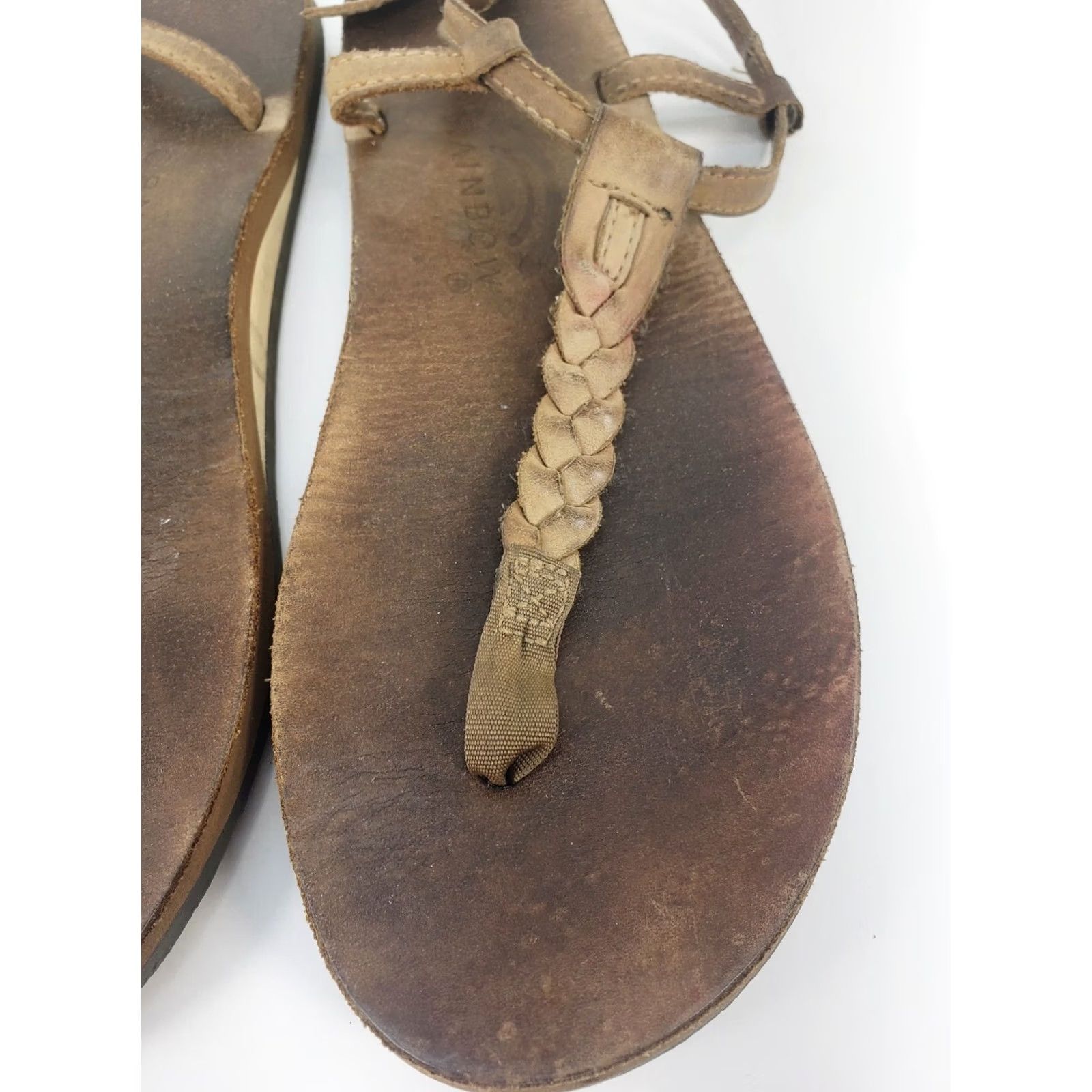 Rainbow Rainbow T Strap Braided Slingback Sandals Light Gray Brown Leather Womens Size 8 Shoes Size US 8 / IT 38 - 3 Thumbnail