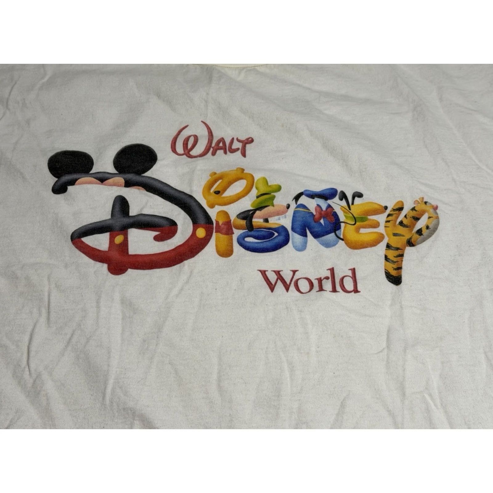 Disney VINTAGE Disney T-Shirt White 2XL Mickey Mouse Big Logo Spell Out Graphic Print Crew Neck Short Sleeve Men USA 90s Cartoon Theme Vintage Logo Shirt Size US XXL / EU 58 / 5 - 3 Thumbnail