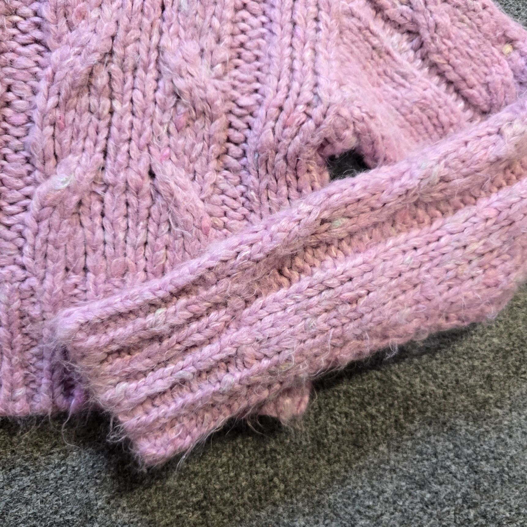 Urban Outfitters Urban Outfitters Sweater Cardigan Womens Size S Pink Purple Chunky Knit Round Neck Long Sleeve Crop Grandma Vintage No Size S / US 4 / IT 40 - 3 Thumbnail