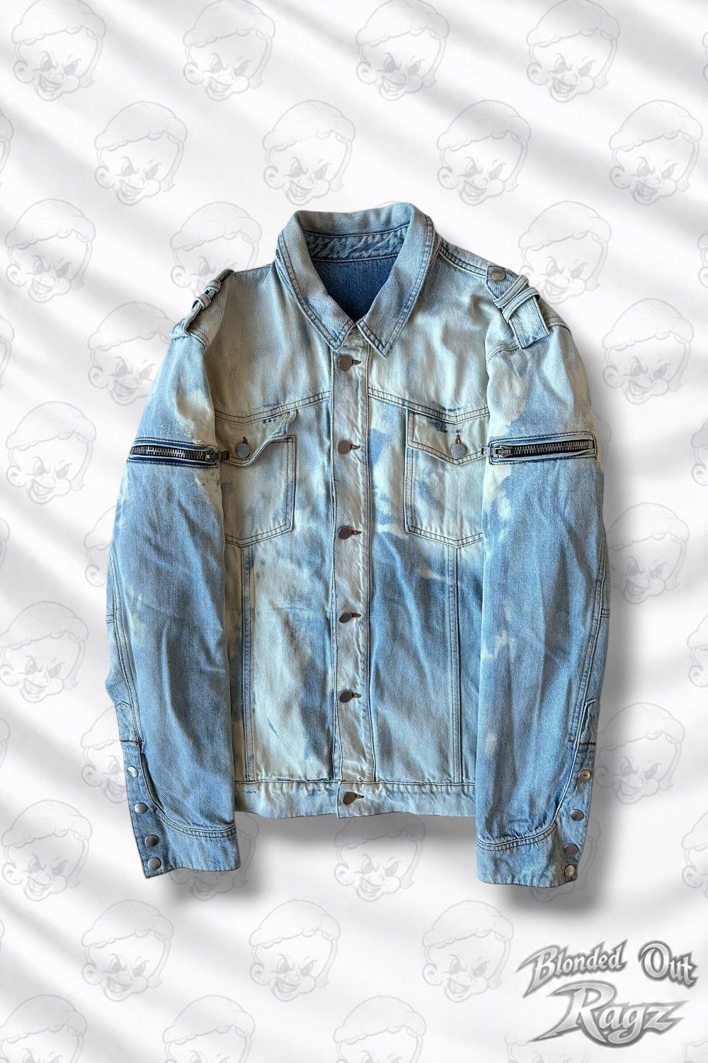 Balmain SS18 Balmain Distressed Paint Splatter Denim Jacket White Size US XL / EU 56 / 4 - 1 Thumbnail