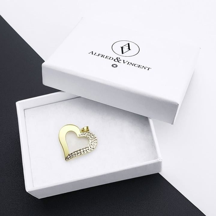 Other Large Heart Love Charm Pendant in 14k Yellow & White Gold Size ONE SIZE - 1 Thumbnail
