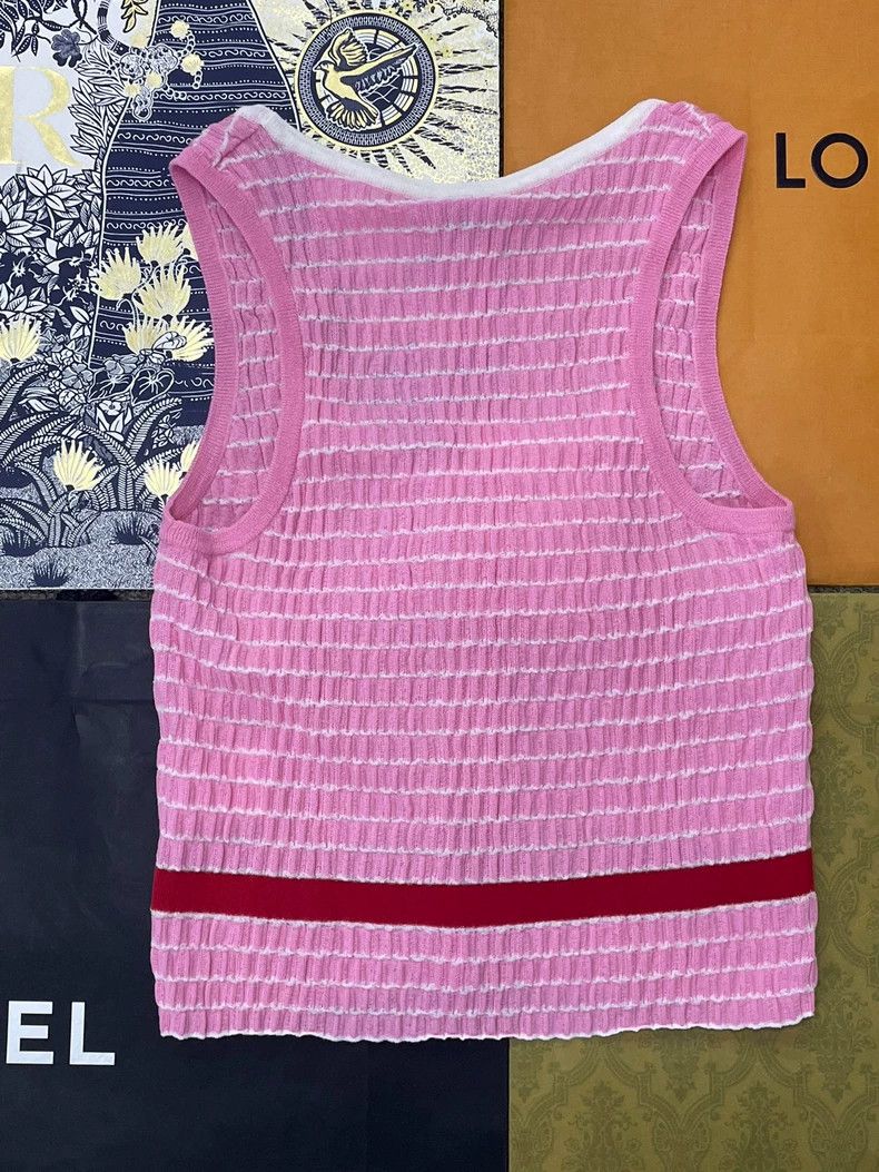 Chanel chanel 24 pink and white colour-matched striped double C v Size XS / US 0-2 / IT 36-38 - 3 Thumbnail