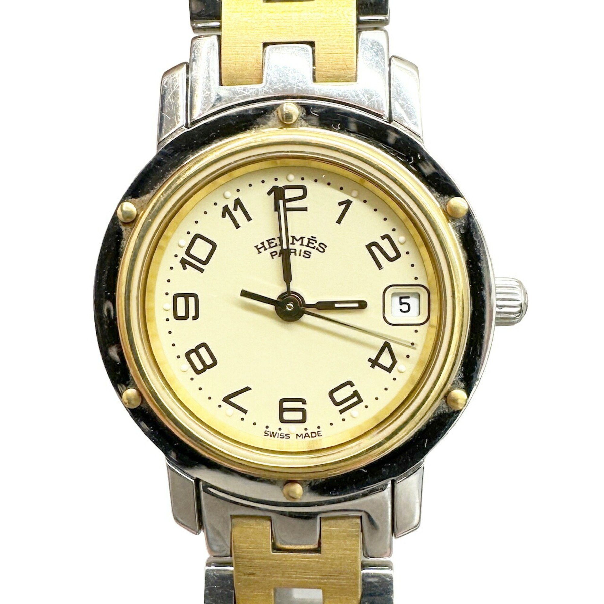 image of Hermes Clipper Cl4.220 Quartz Gp Ss Stainless Steel Ladies Battery Replaced in Gold, Women's