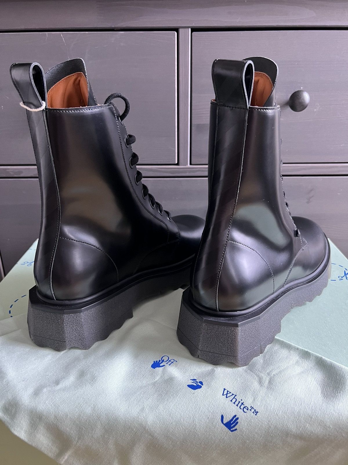 Off-White NIB $1.1K Sponge-Sole Army/Combat Boots, Italy SEND OFFERS Size US 9 / EU 42 - 8 Thumbnail