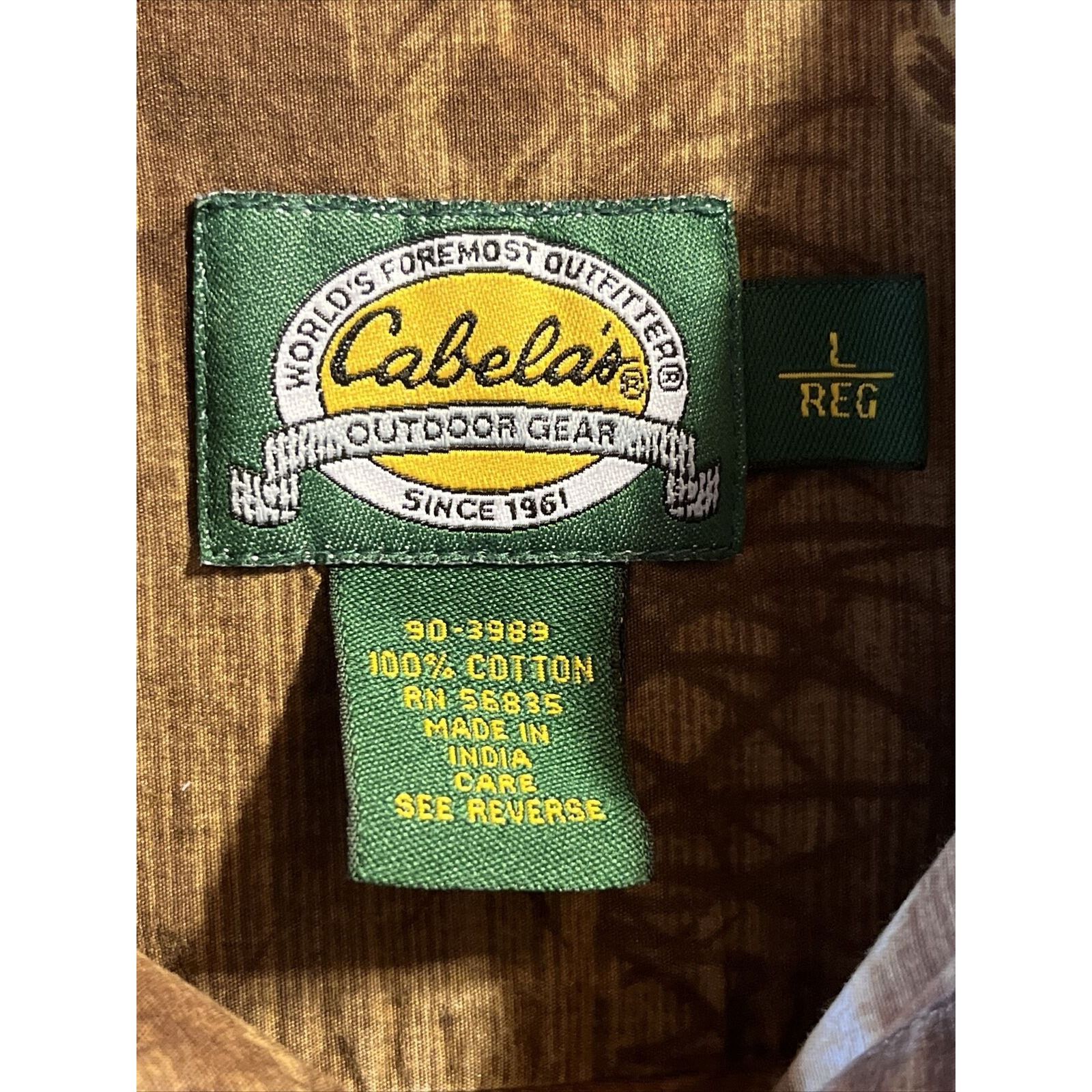 Cabelas Cabelas Shirt Mens L Button Brown Fish All Over Print Cotton Size US L / EU 52-54 / 3 - 3 Thumbnail