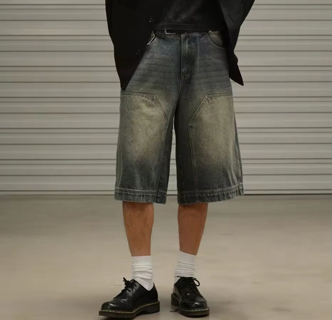 Japanese Brand × Vintage Double knee Denim Jorts Vintage Style Baggy Hip Hop Party Size US 29 - 4 Thumbnail
