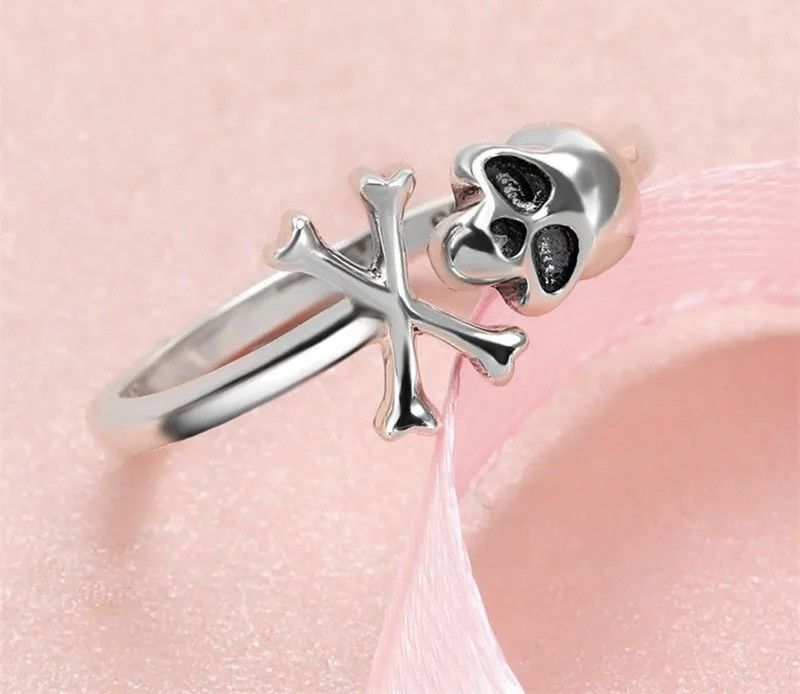 Jewelry 925 Sterling Silver Skull Ring Skeleton Size ONE SIZE - 3 Thumbnail