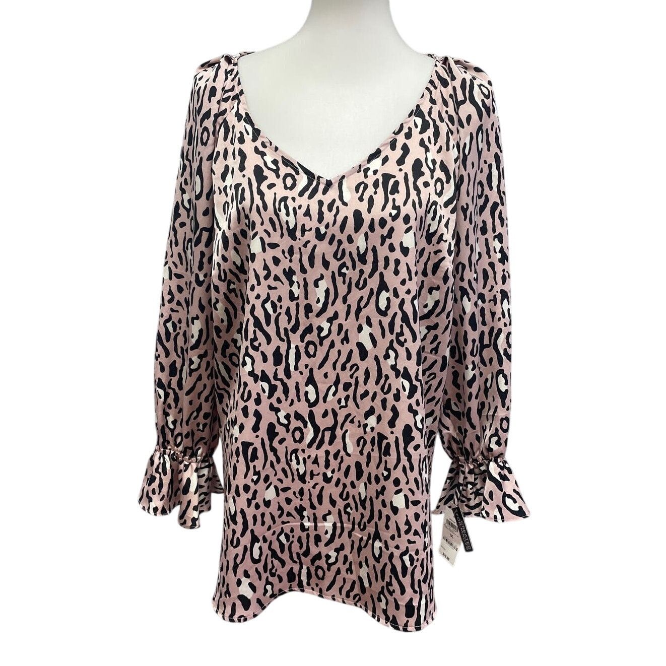 Bar III New Bar III Womens 1X Long Sleeve Polyester Leopard Blouse Size XL / US 12-14 / IT 48-50 - 1 Thumbnail