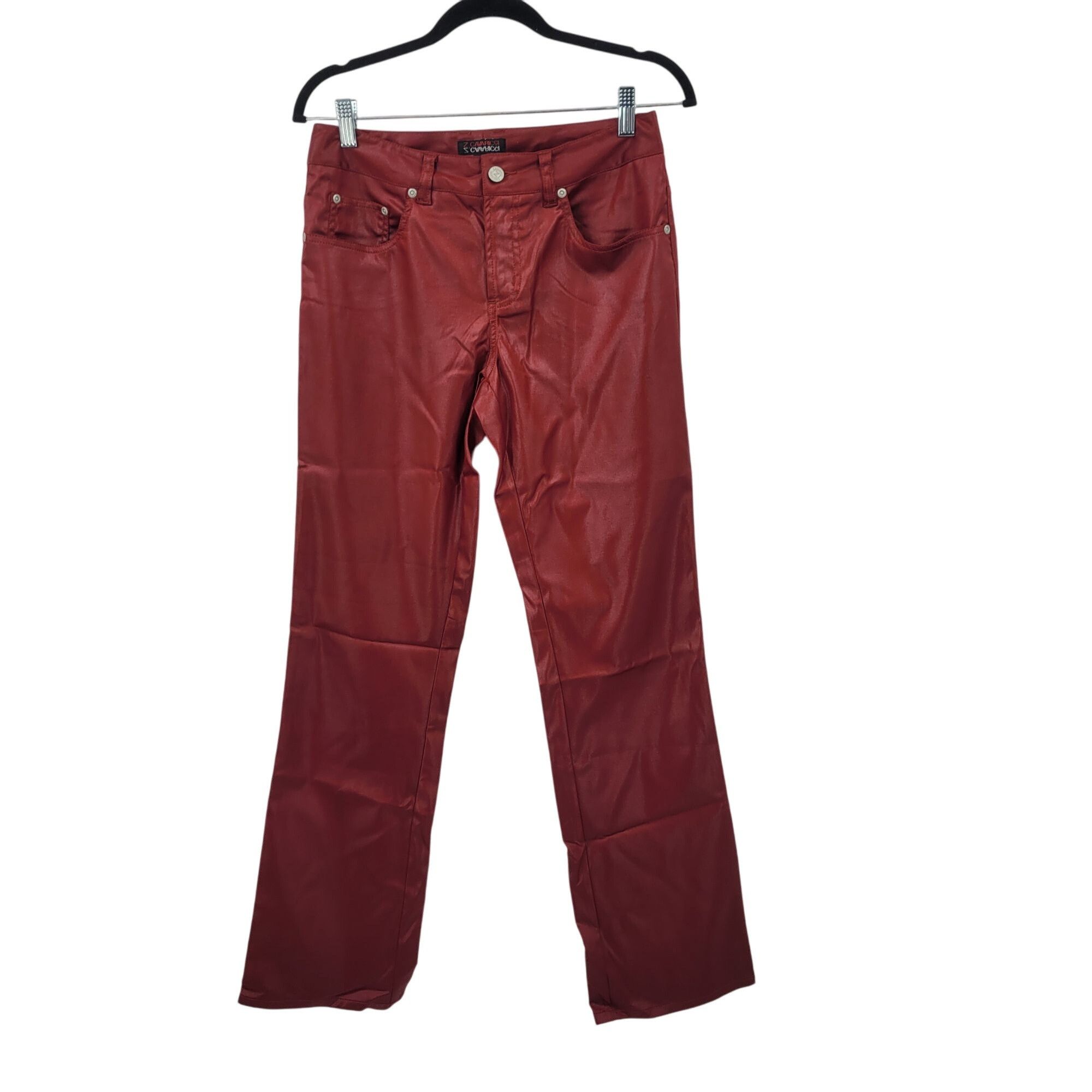 Vintage Vtg Z. Cavaricci Womens Red Waxed Denim Stretch Pants Sz 7 C Size 29" - 10 Thumbnail