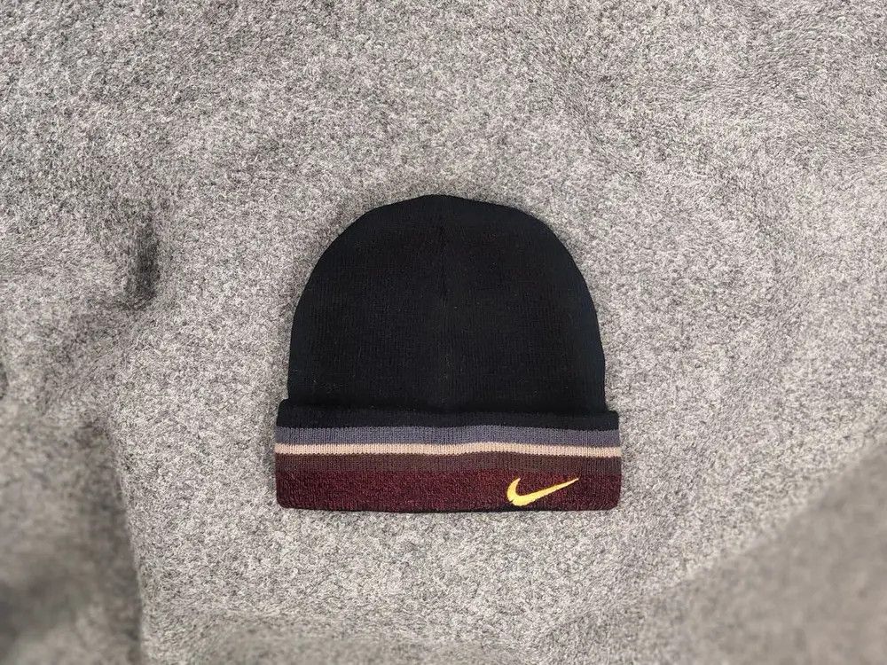 Nike Vintage Nike beanie hat Black Wool Blend Swoosh Y2K Style Size ONE SIZE - 1 Thumbnail