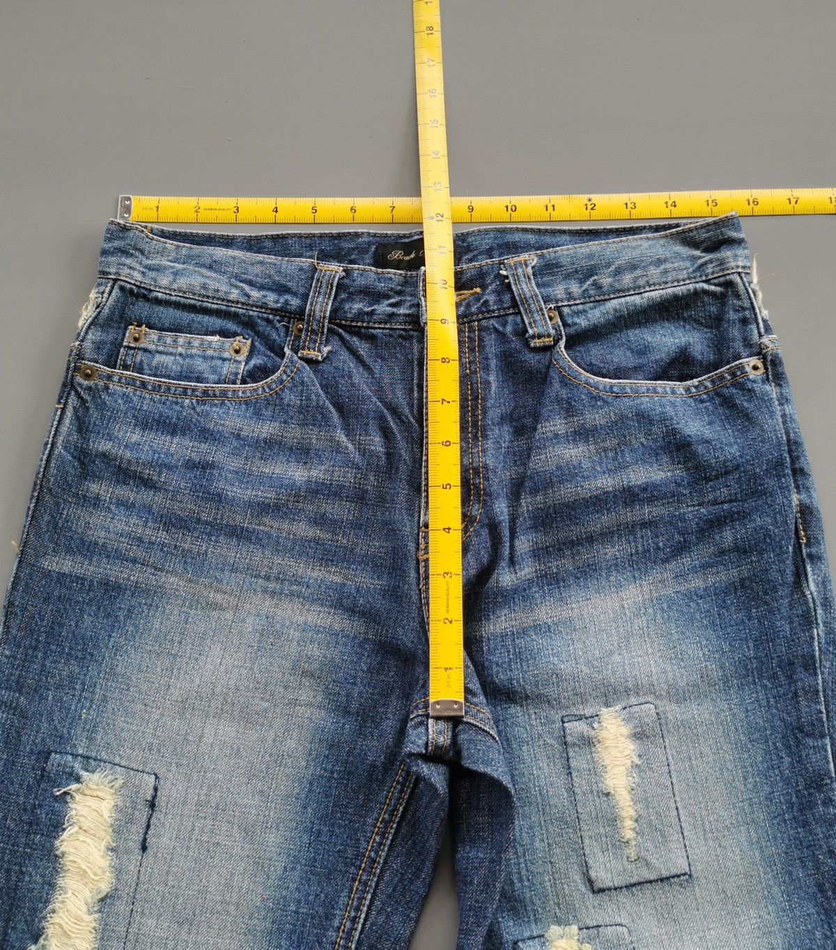 Japanese Brand Beach Sound Distressed Patchwork Reworked Jeans Size US 31 - 10 Thumbnail