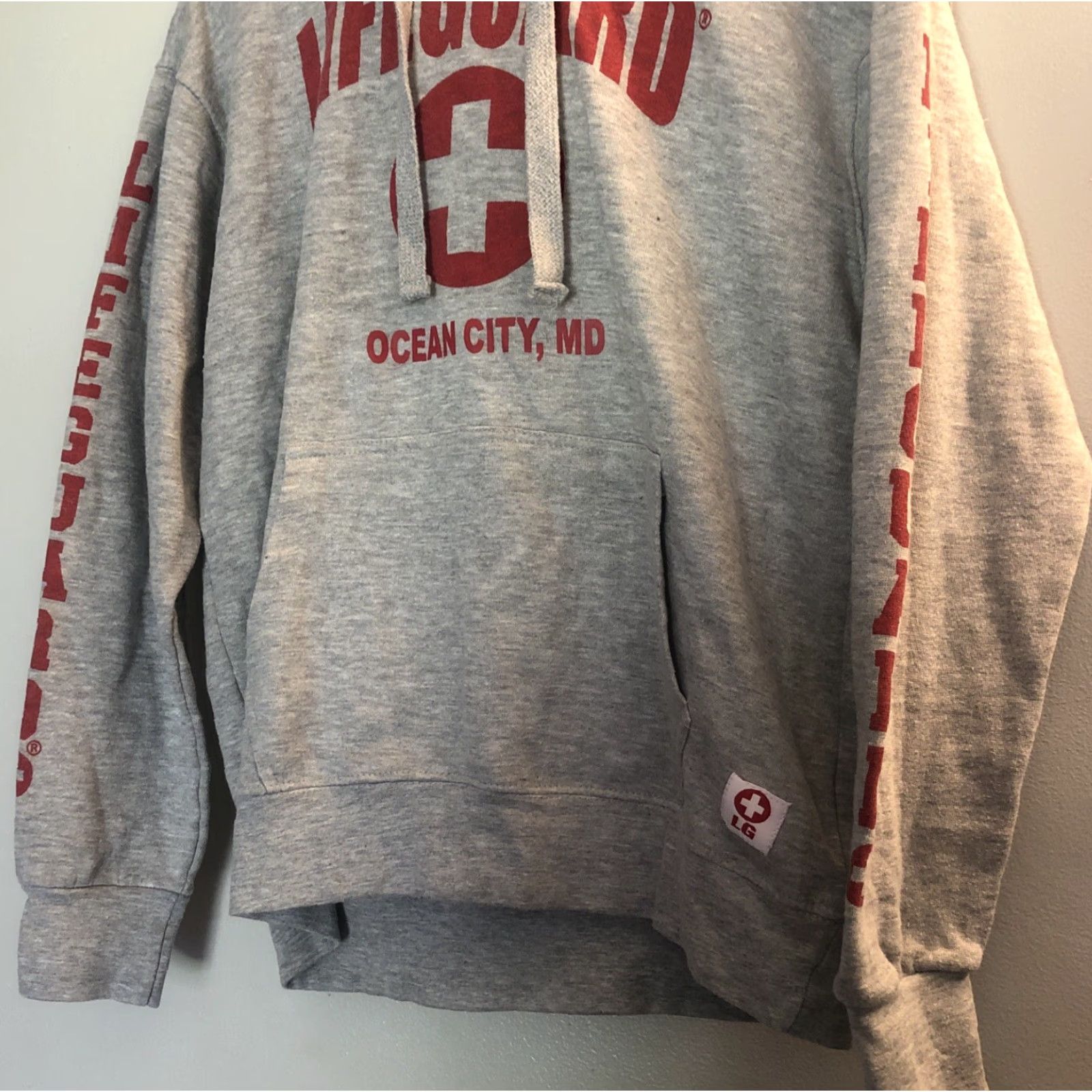 Logo 7 Lifeguard Hoodie Ocean City Md Logo Gray Pullover Sweatshirt Adult M Sz Medium M Size US M / EU 48-50 / 2 - 4 Thumbnail