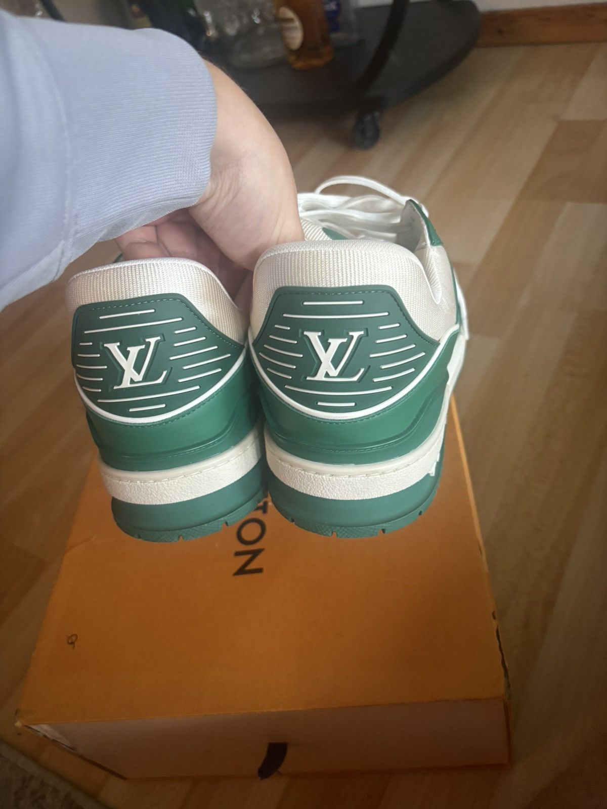 Louis Vuitton Louis Vuitton Trainer Green Monogram Denim White Size US 10 / EU 43 - 7 Thumbnail