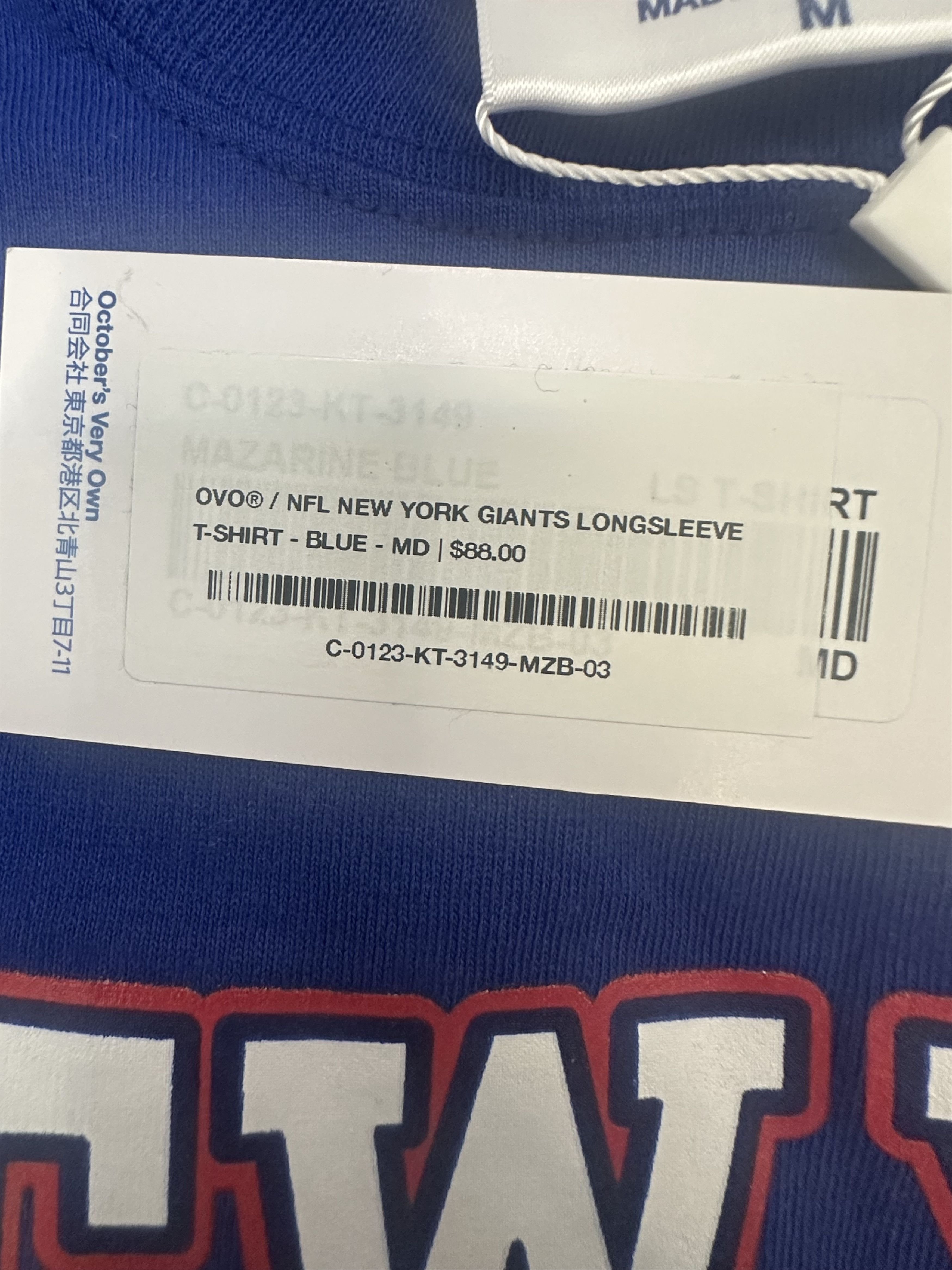 NFL × October's Very Own OVO x NFL New York Giants Longsleeve T-Shirt new with tags Size US M / EU 48-50 / 2 - 4 Thumbnail