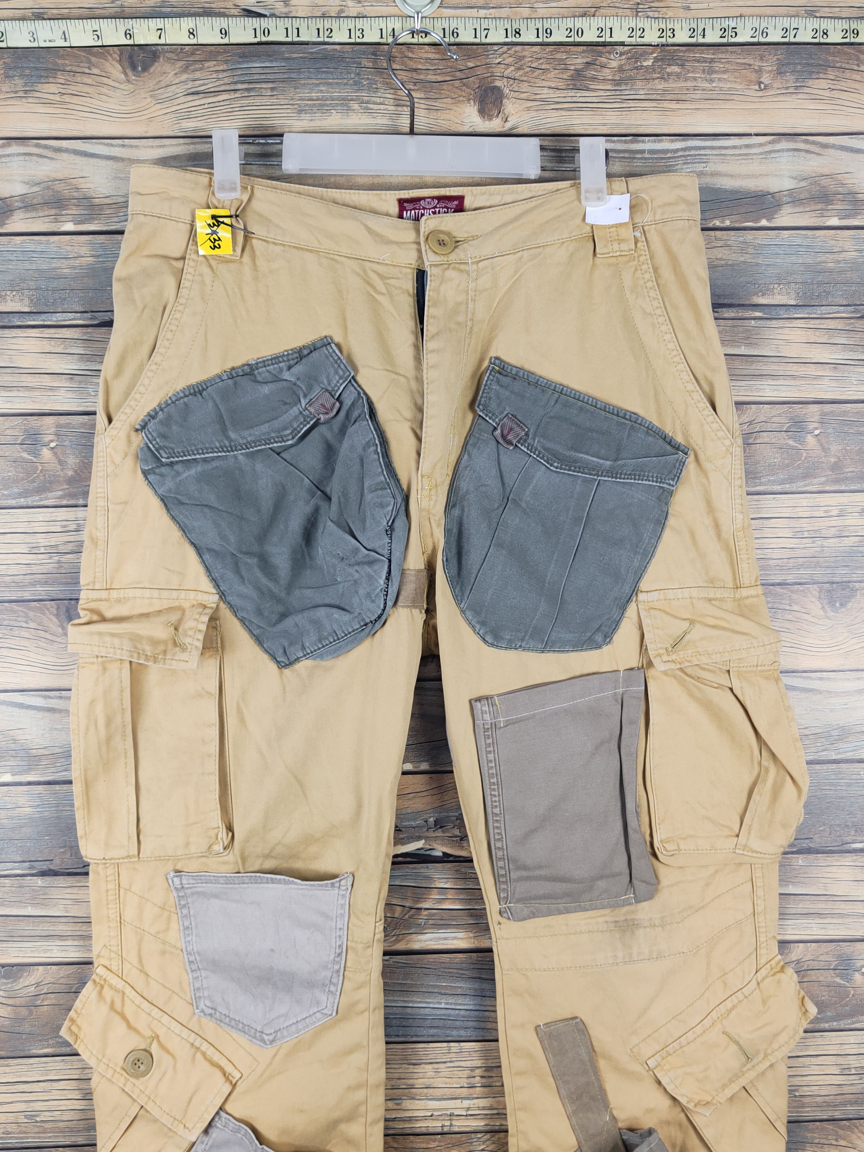 Japanese Brand DL Matchstick Reconstructed Patchwork Cargo Pants #W1780 Size US 35 - 2 Thumbnail