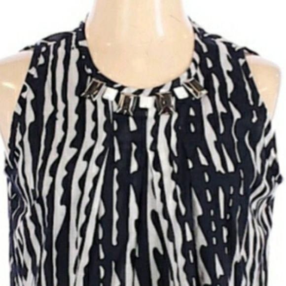 St. John St. John SoCa Cotton Sleeveless Top Sz S Navy Striped Pleate Size S / US 4 / IT 40 - 4 Thumbnail