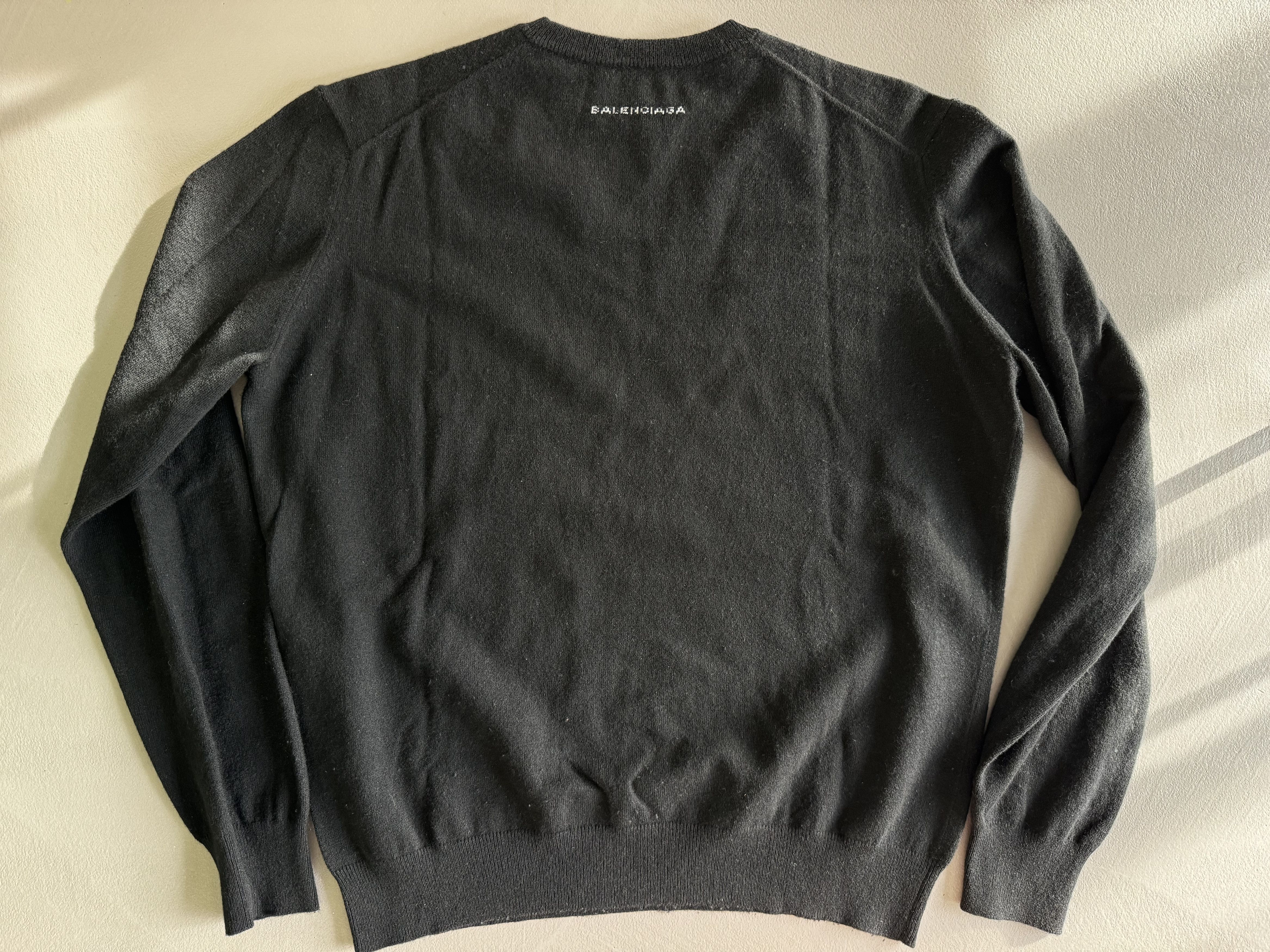 image of Balenciaga Wool Logo Sweater, Black, Men's (Size Small)