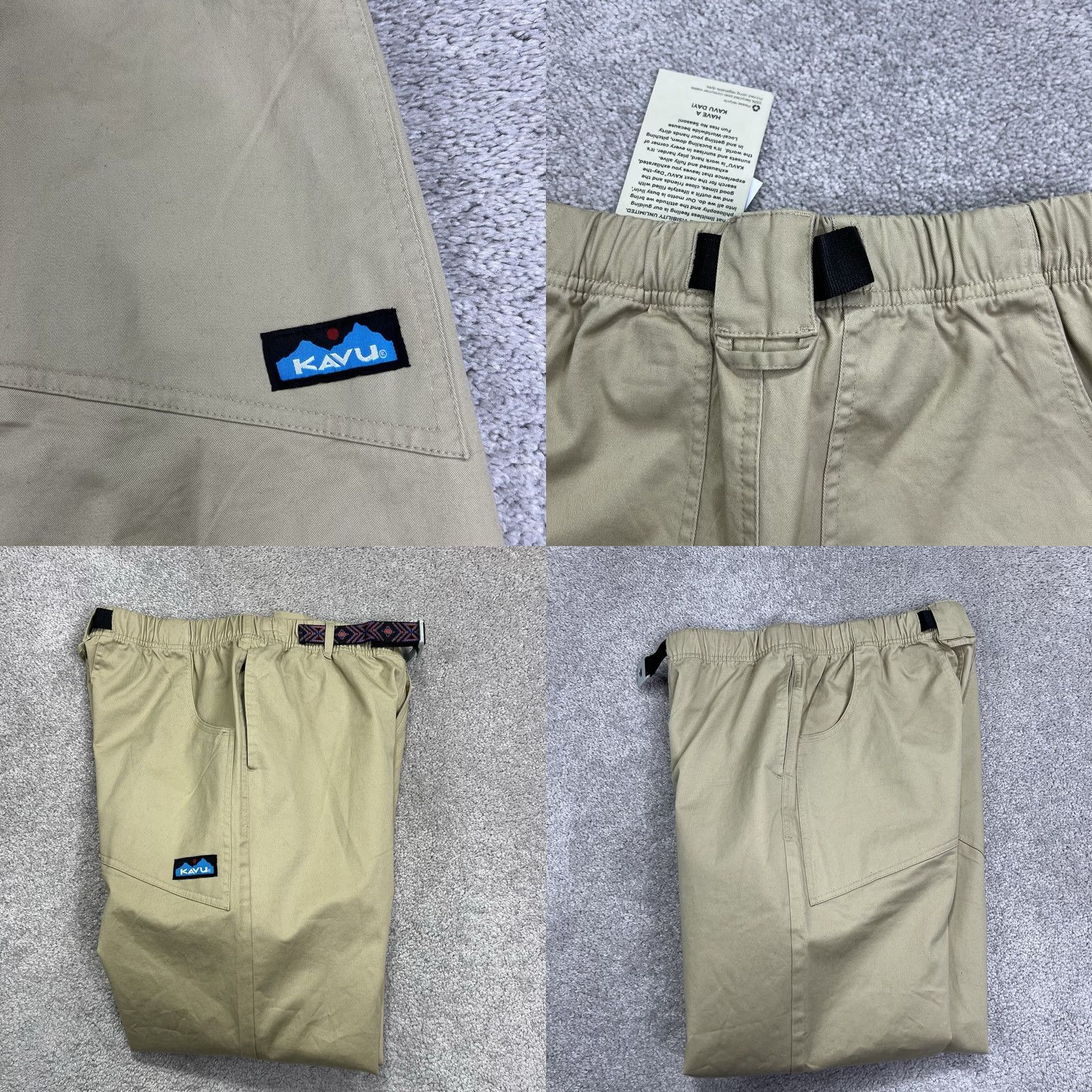 KAVU KAVU Pants Mens Large 29x29 Hiking Belted Gibson Khaki Beige Canvas Classic Outdoor NWT Size US 33 - 8 Thumbnail