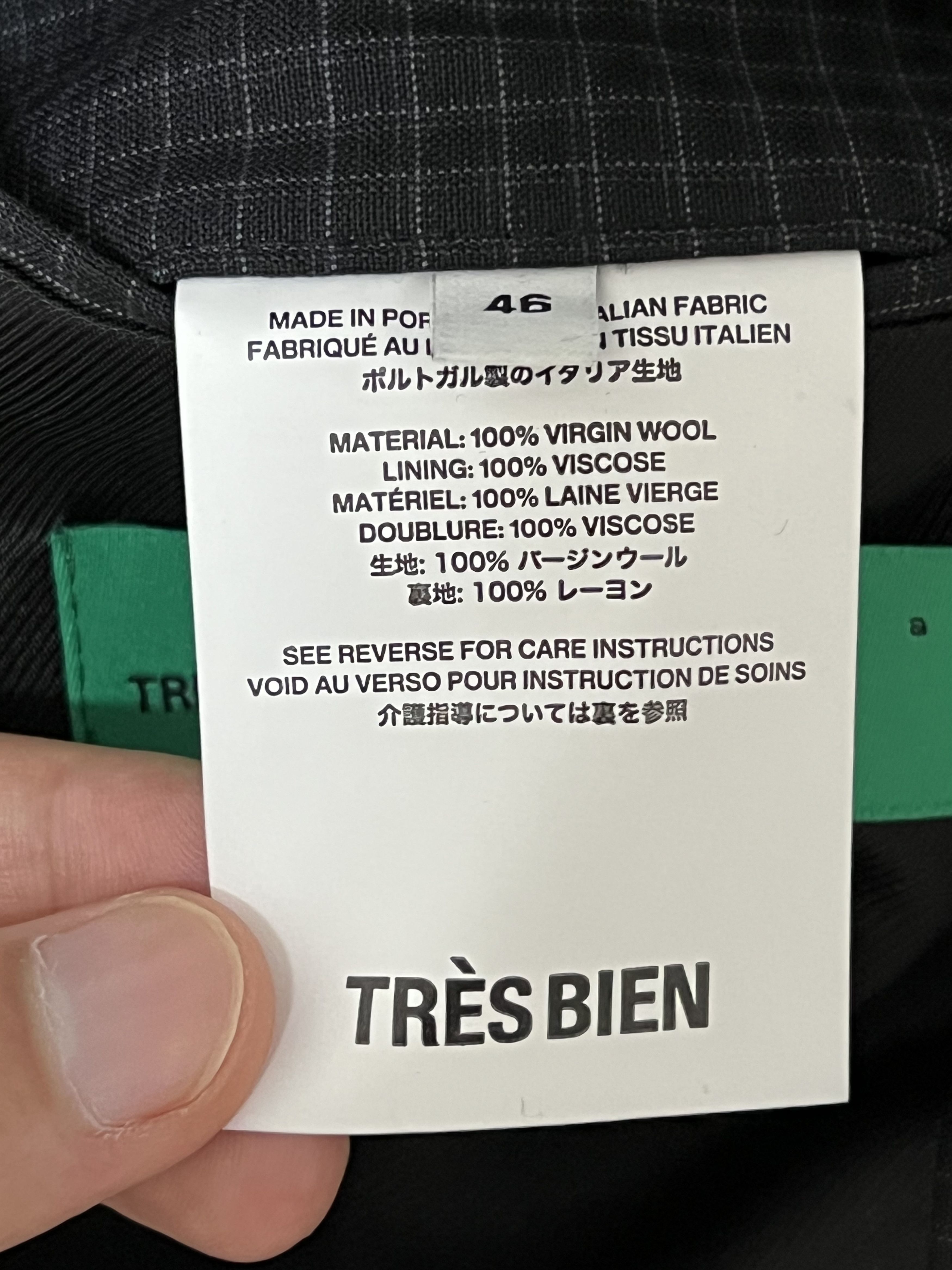 Tres Bien 💚 Très Bien Peak Lapel Coat Virgin Wool Black Check NEW Size US S / EU 44-46 / 1 - 20 Thumbnail