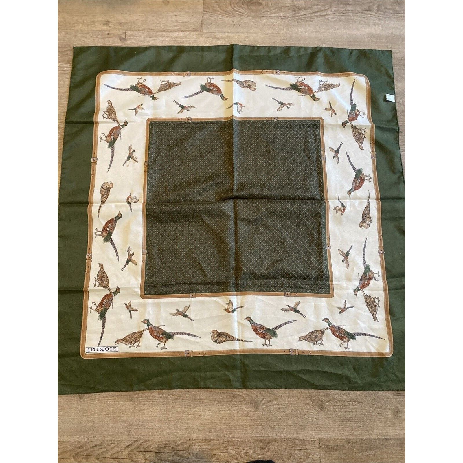 Fiorucci Vintage FIORINI Scarf Pheasants Flying Bird Italy 30" x 30" Size ONE SIZE - 8 Thumbnail