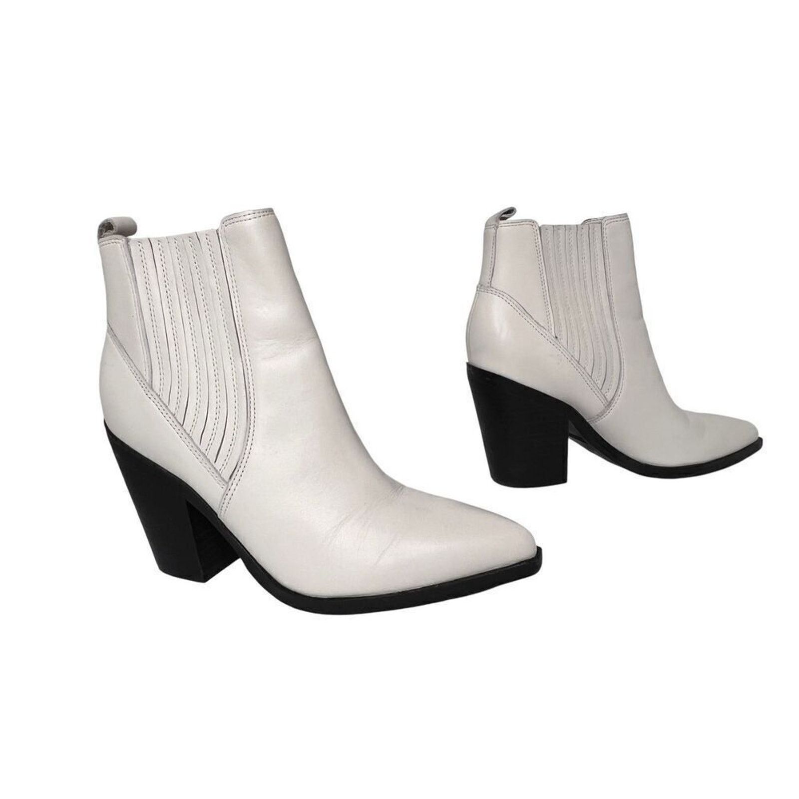Marc Fisher Marc Fisher Carves Cream Leather Gored Pullon Bootie Boot 6M Size US 6 / IT 36 - 1 Thumbnail