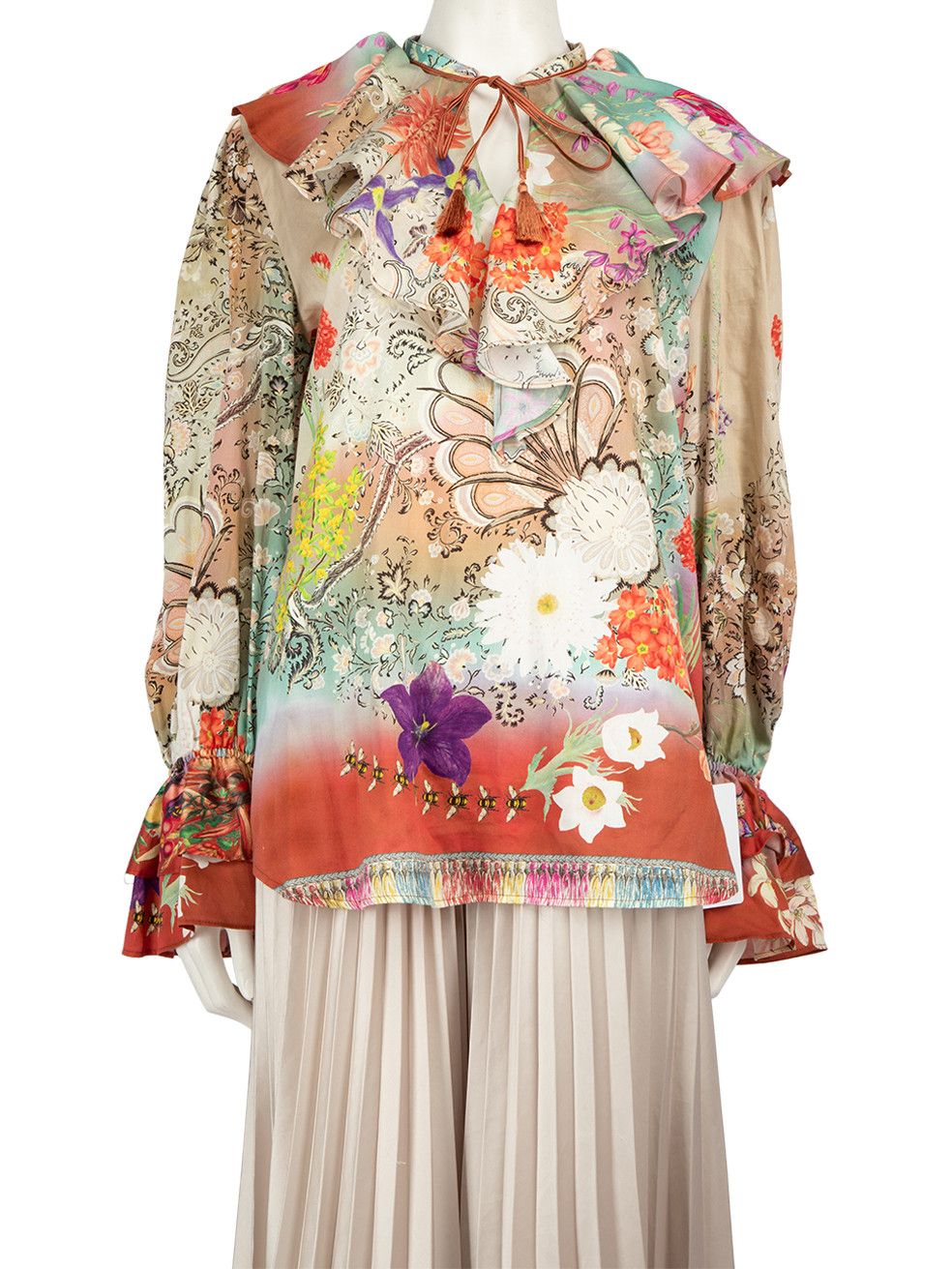 image of Etro Ruffle Accent Printed Nashville Blouse, Women's (Size XL)