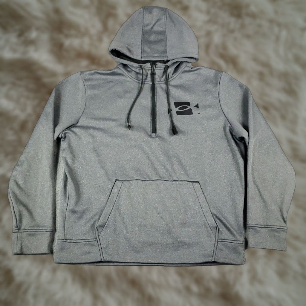 Under Armour Under Armour Hoodie Mens Large Gray Pullover Sweatshirt Fleece Long Sleeve Size US L / EU 52-54 / 3 - 1 Thumbnail