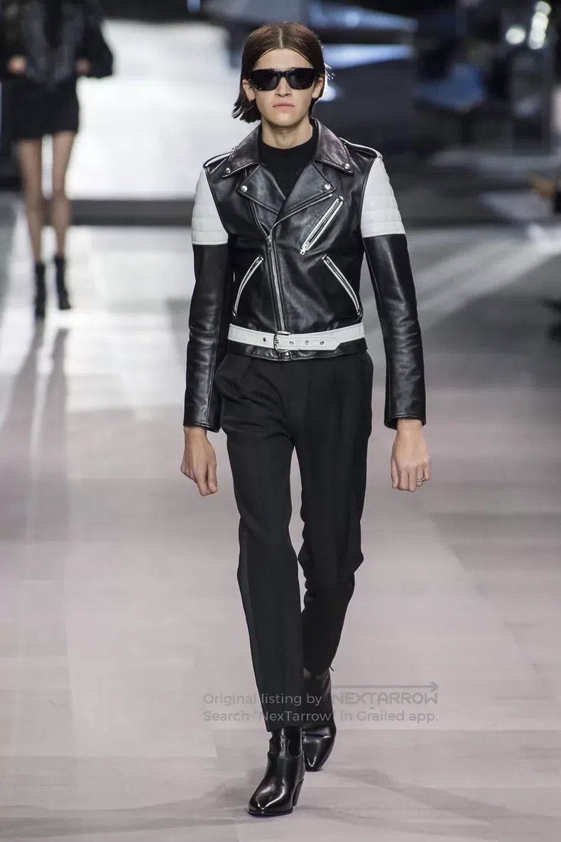 Celine CELINE Black and White Patchwork Leather Multi-Zip Motorcy Size US S / EU 44-46 / 1 - 9 Thumbnail
