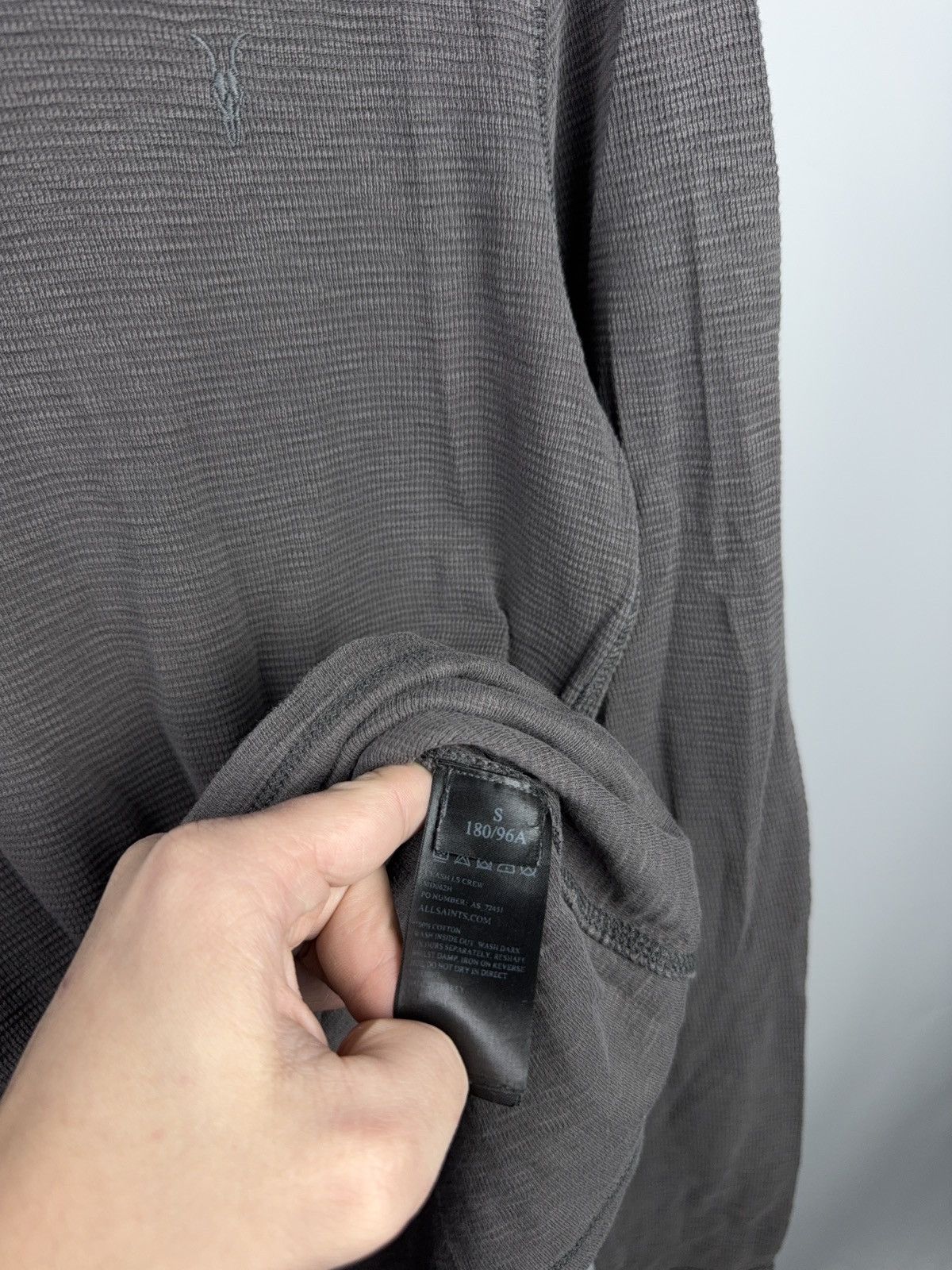 Allsaints 00s AllSaints Ribbed Thermal Long Sleeve Crewneck Grey Size US S / EU 44-46 / 1 - 6 Thumbnail