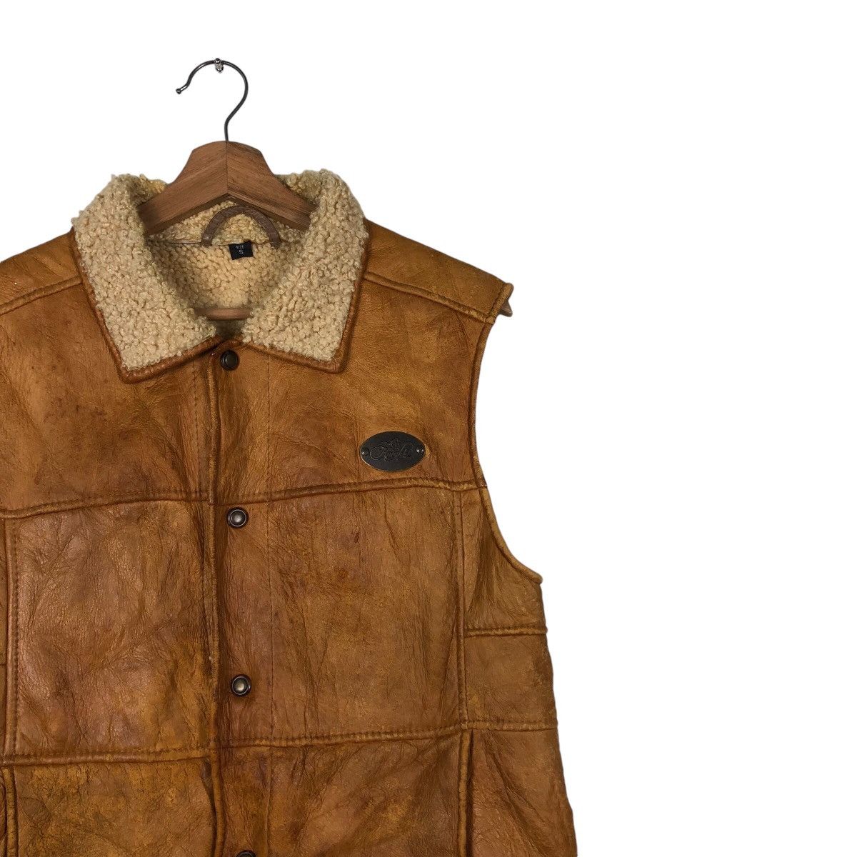📌Vintage Tank Top Leather Shearling Aotea New Zealand