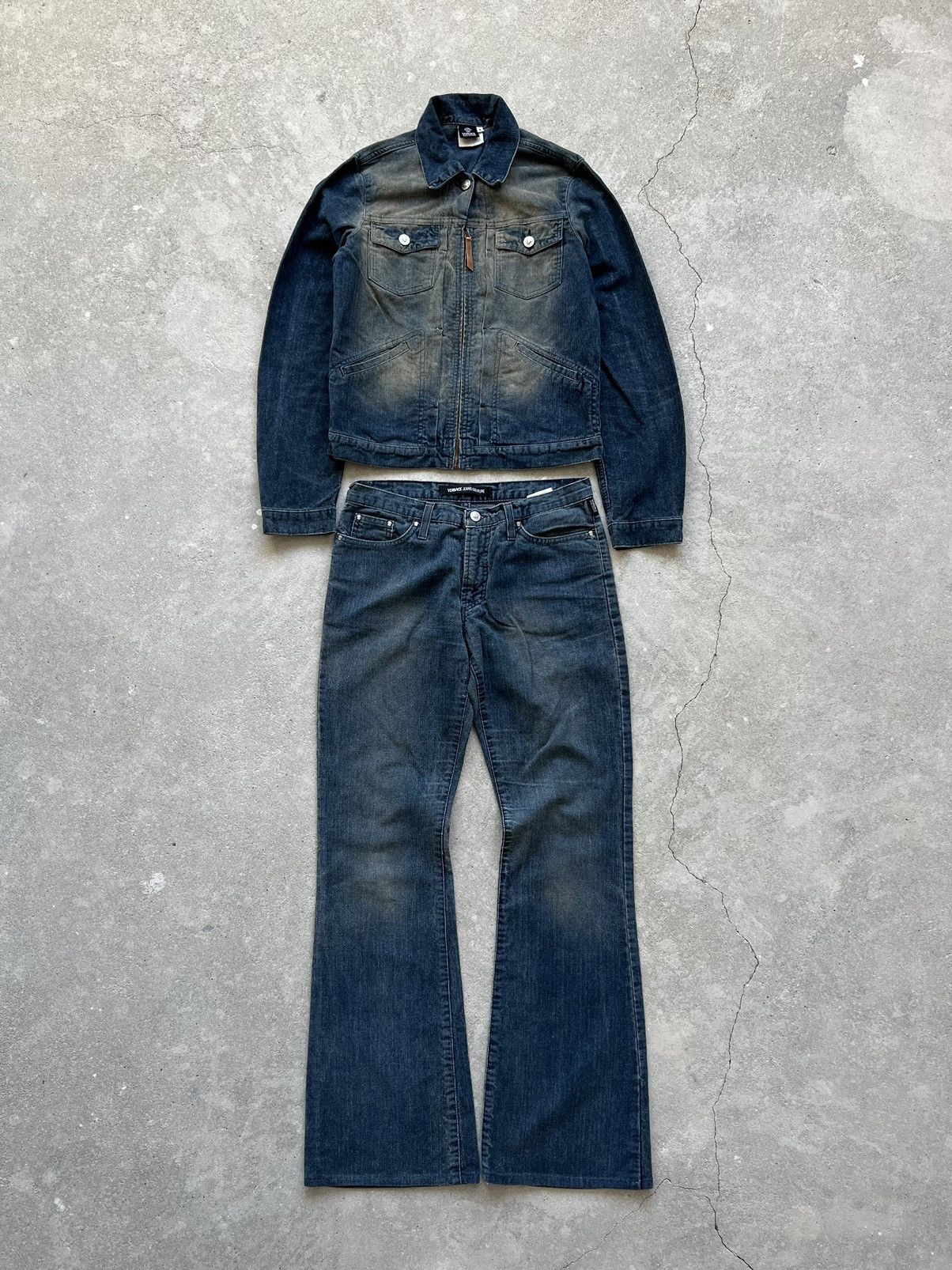 image of Vintage Versace Corduroy Suit in Navy, Women's (Size 28)