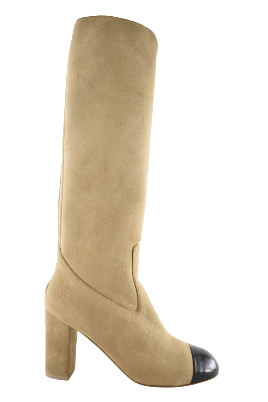 Chanel Chanel 24K Shearling Fur Logo Knee High Block Heel Boot 37.5 Size US 7.5 / IT 37.5 - 4 Thumbnail