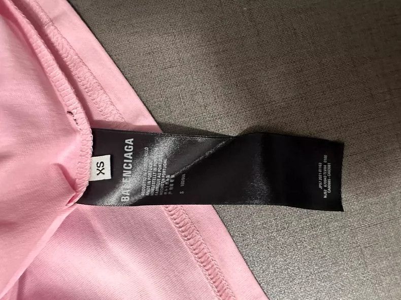 Balenciaga Balenciaga Pink classic basic T-shirt with small logo prin Size US XS / EU 42 / 0 - 4 Thumbnail