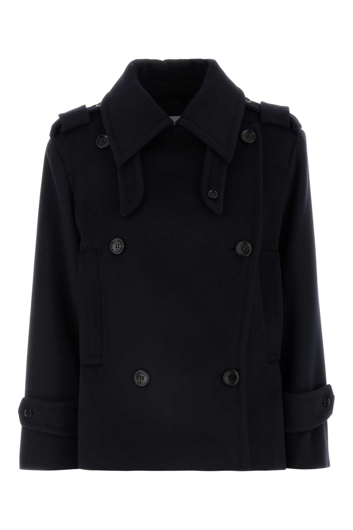 Max Mara Dark Blue Wool Blend Laveno Coat Size S / US 4 / IT 40 - 1 Thumbnail
