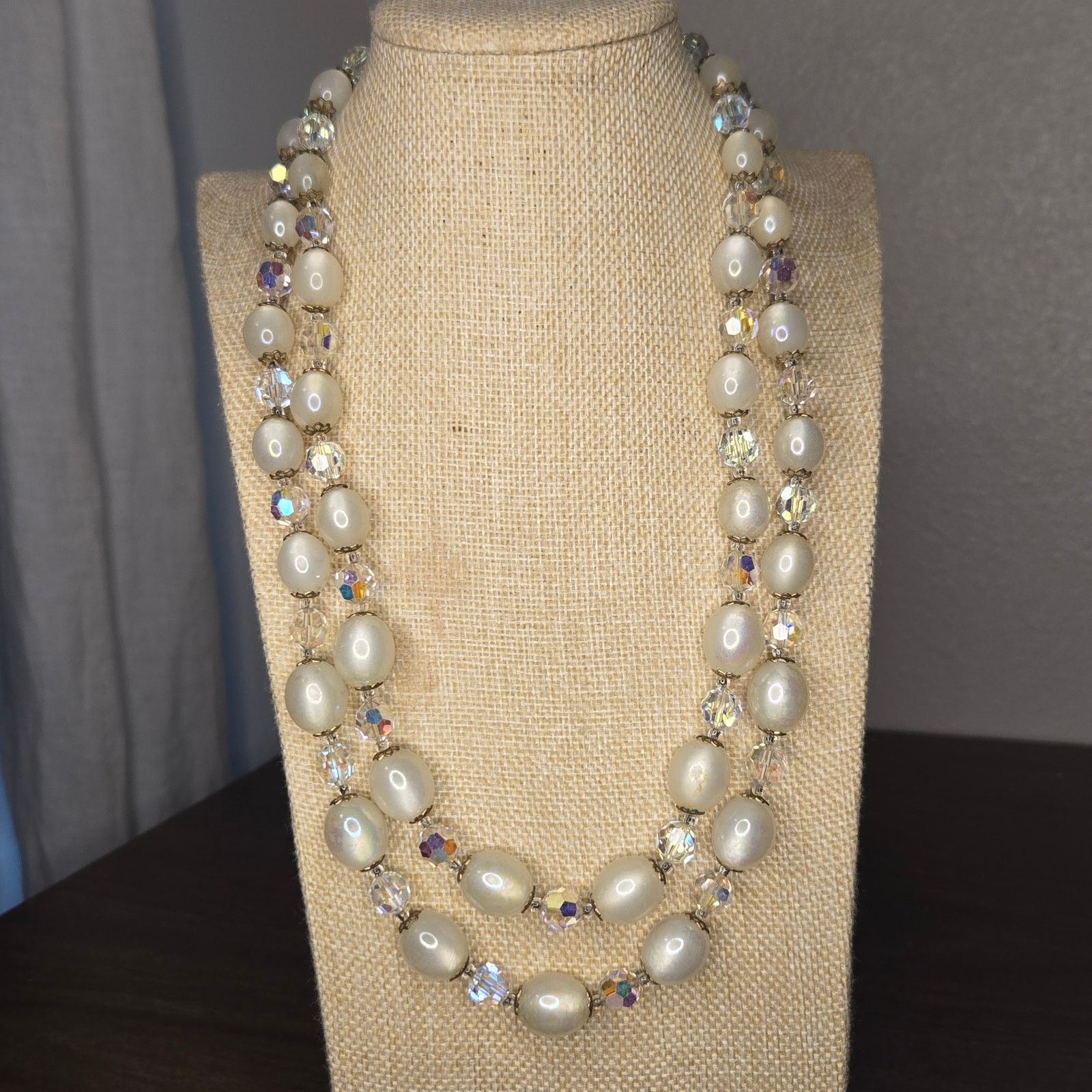 Marella Vintage Marvella Moonglow & Crystal Double Strand Necklace Size ONE SIZE - 9 Thumbnail