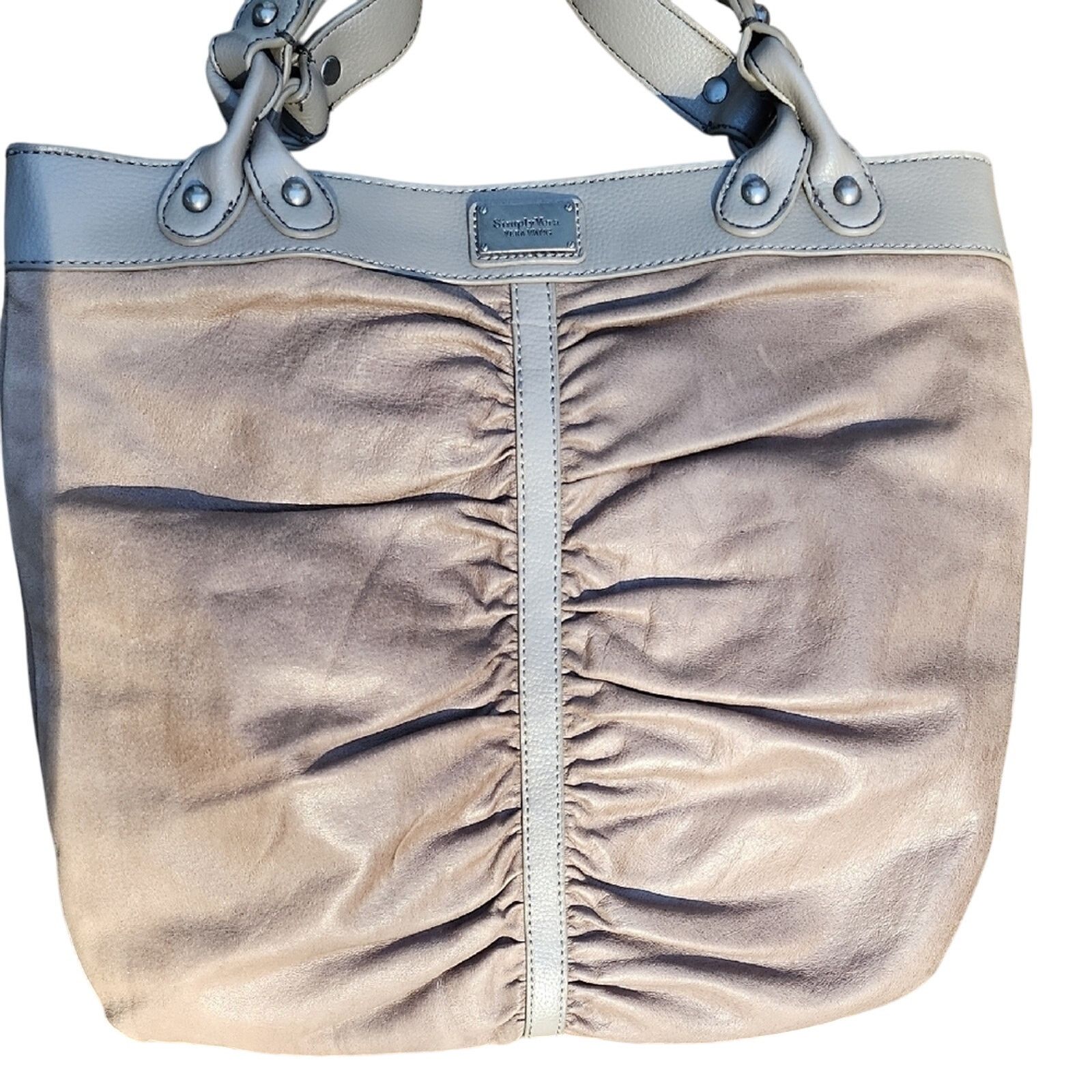 Vera Wang Simply Vera Elegant Tan Leather Tote Bag Size ONE SIZE - 1 Thumbnail