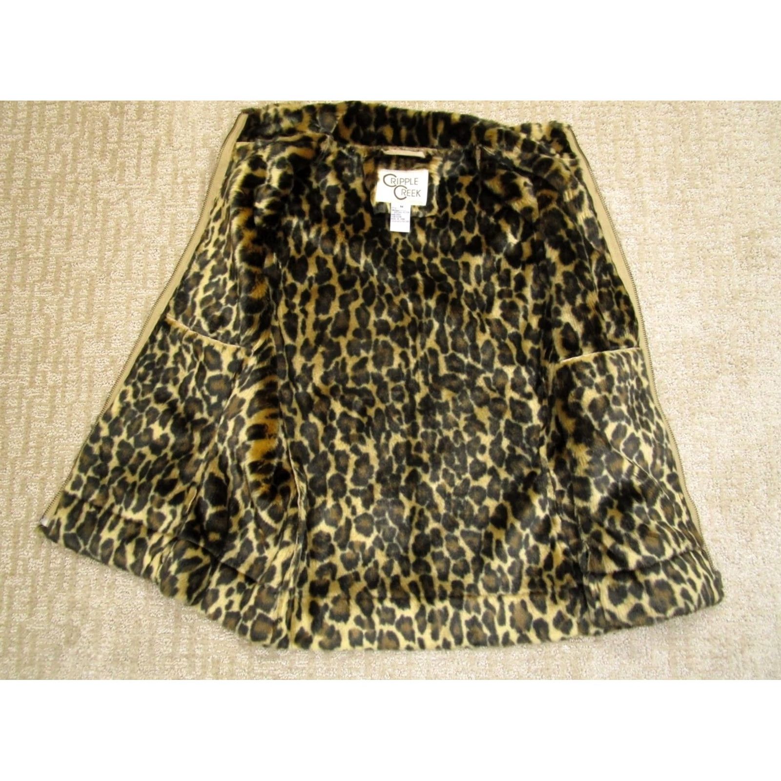 Vintage Cripple Creek Vest Women's Brown Southwestern Leopard Print Sherpa Knit Zip Pockets All Seasons Regular M Size M / US 6-8 / IT 42-44 - 7 Thumbnail